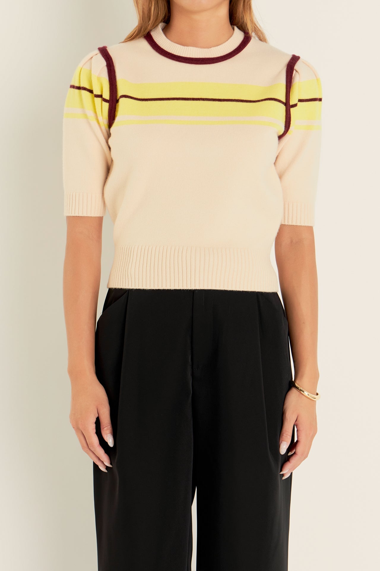 Women Knit Contrast Shirt
