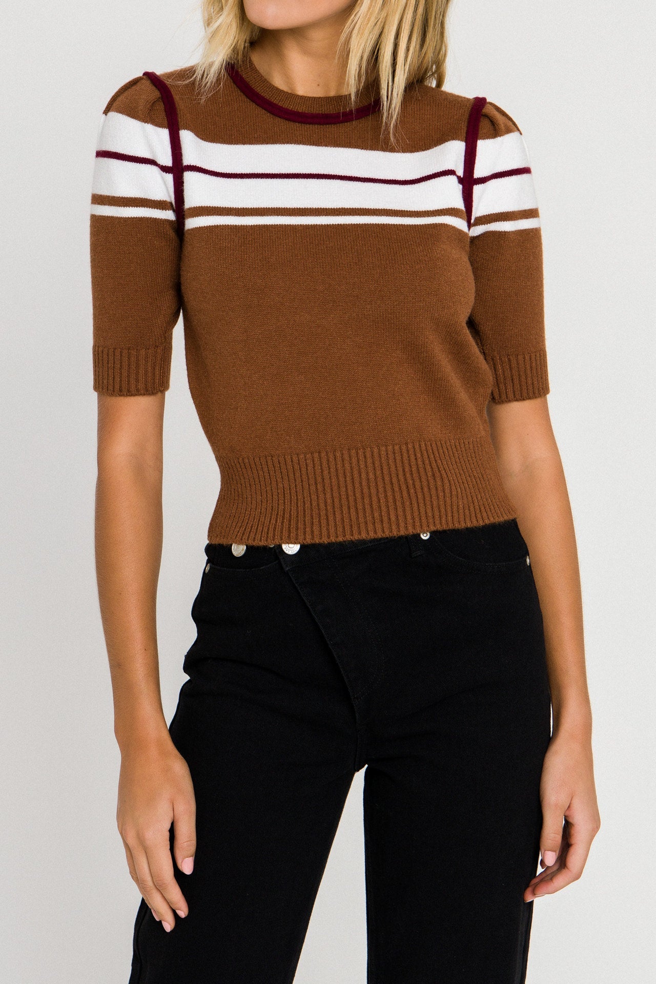ENGLISH FACTORY - Women Knit Contrast Shirt - SWEATERS & KNITS available at Objectrare