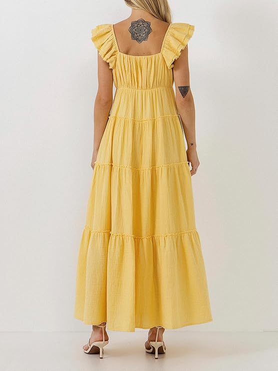 FREE THE ROSES - Tiered Shoulder-Tie Dress - DRESSES available at Objectrare