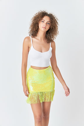 ENDLESS ROSE - Fringe Sequin Skirt - SKIRTS available at Objectrare