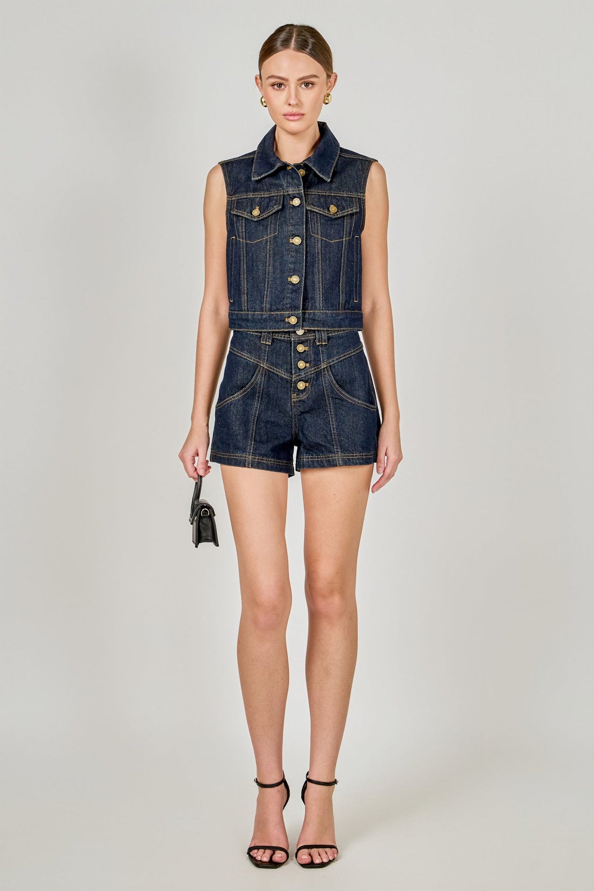 ENDLESS ROSE - Cropped Denim Vest - TOPS available at Objectrare