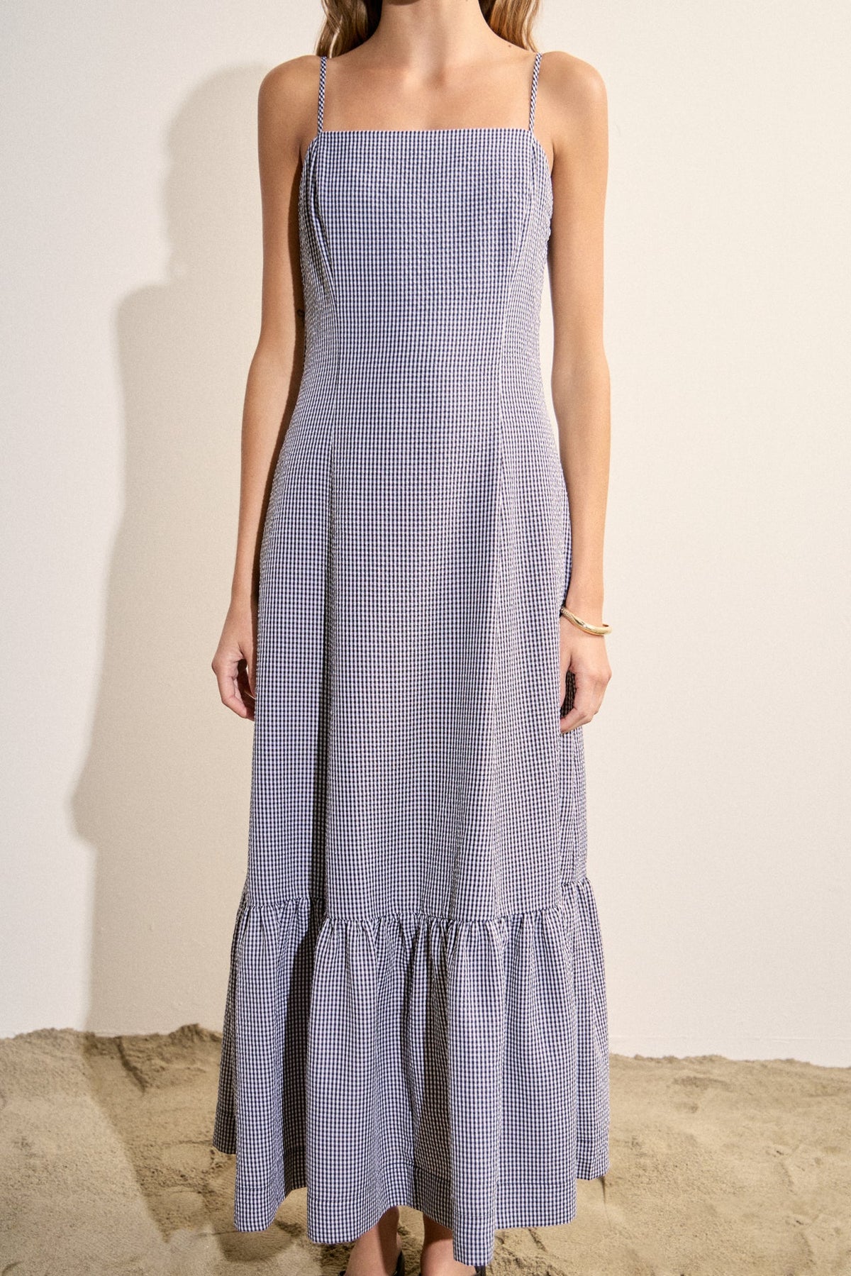 ENGLISH FACTORY - Gingham Square Neck Maxi Dress - DRESSES available at Objectrare