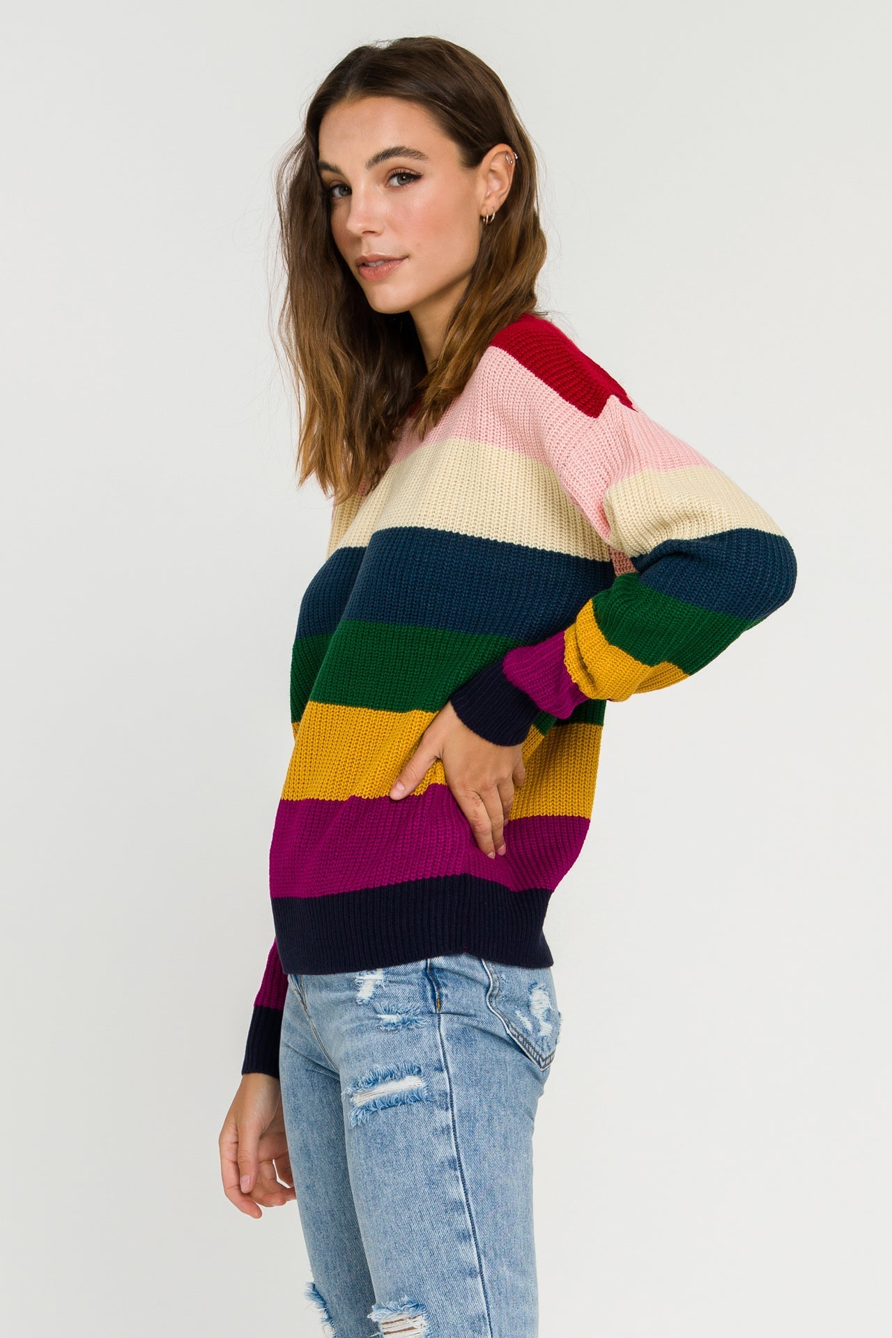ENGLISH FACTORY - Multi-Colored Stripe Sweater - SWEATERS & KNITS available at Objectrare