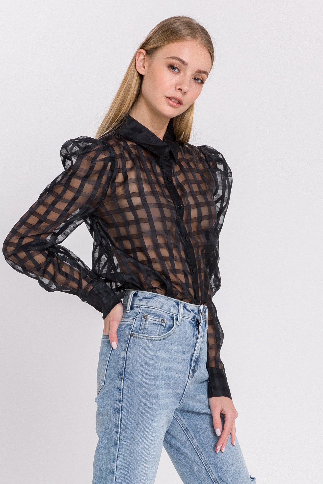 See-through Patchwork Shirt