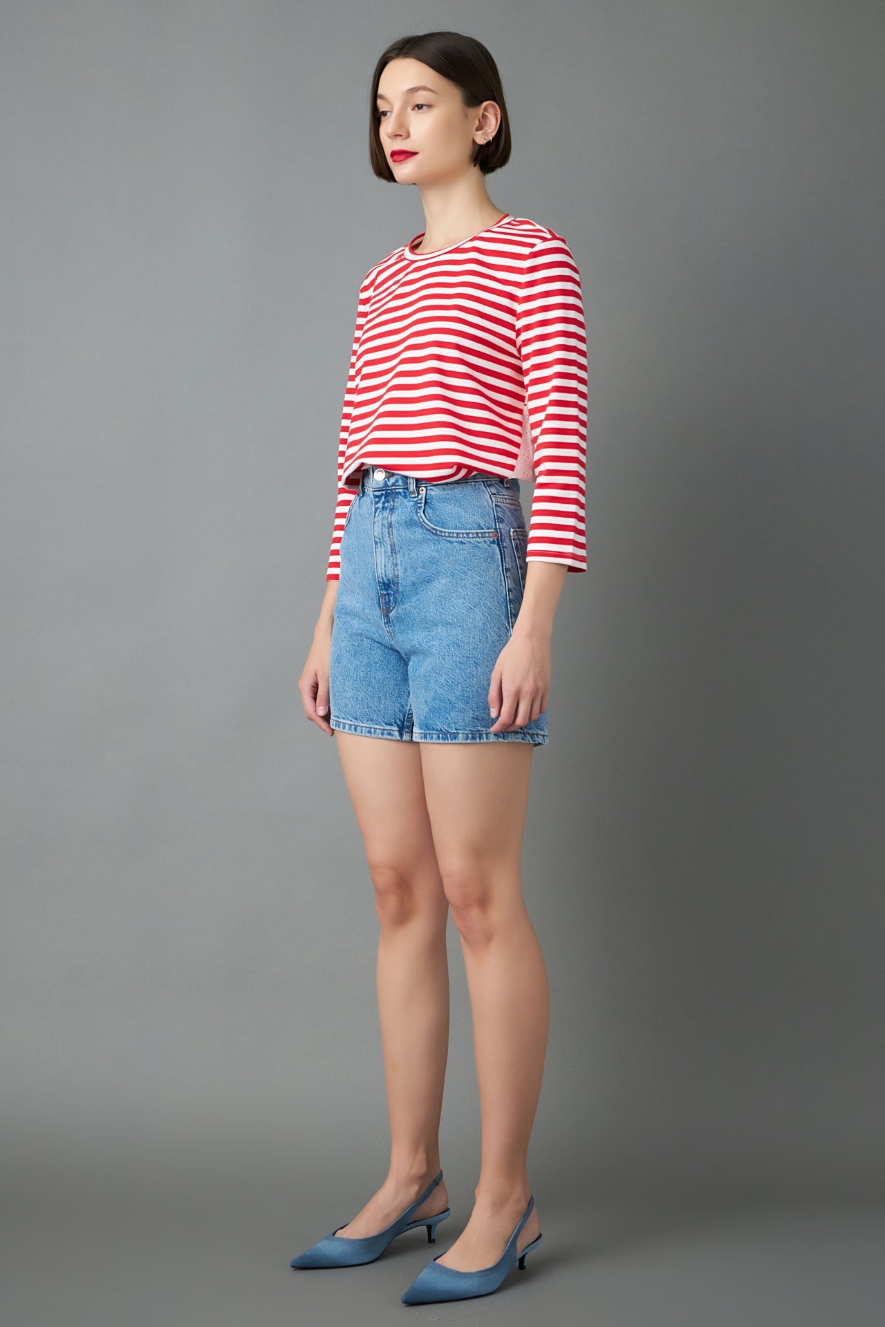 ENGLISH FACTORY - Eyelet Combo Striped Top - T-SHIRTS available at Objectrare