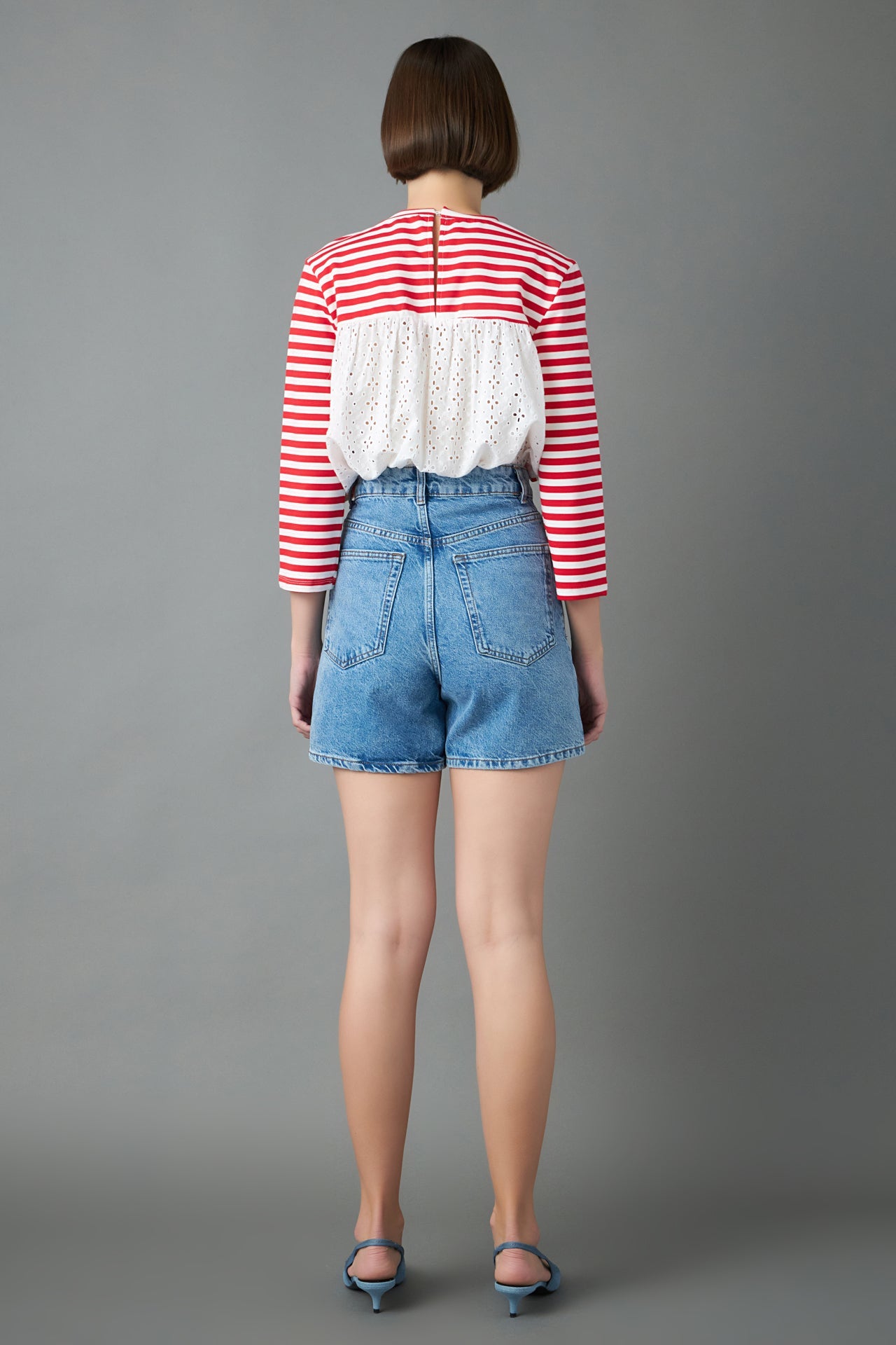 ENGLISH FACTORY - Eyelet Combo Striped Top - T-SHIRTS available at Objectrare