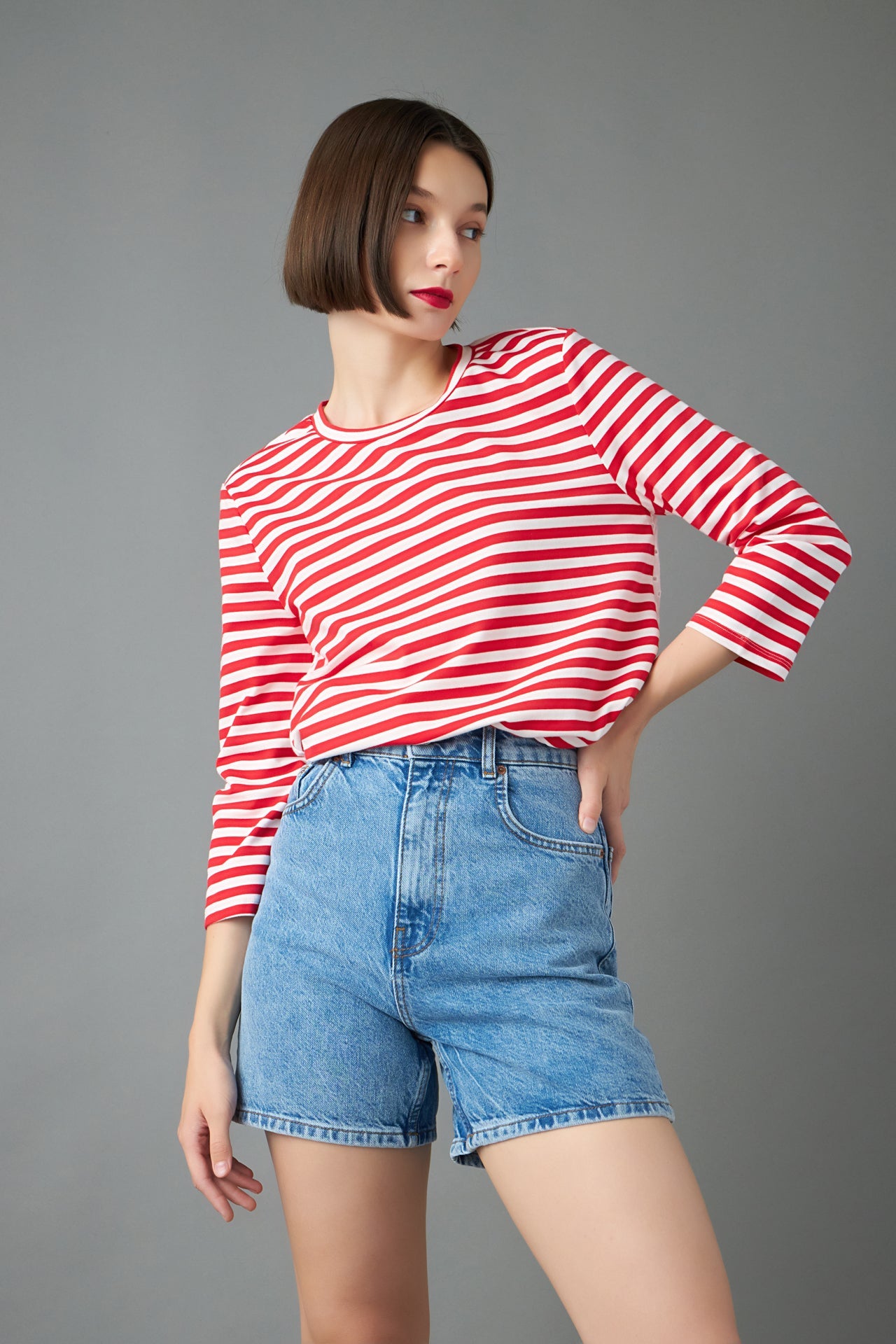 ENGLISH FACTORY - Eyelet Combo Striped Top - T-SHIRTS available at Objectrare