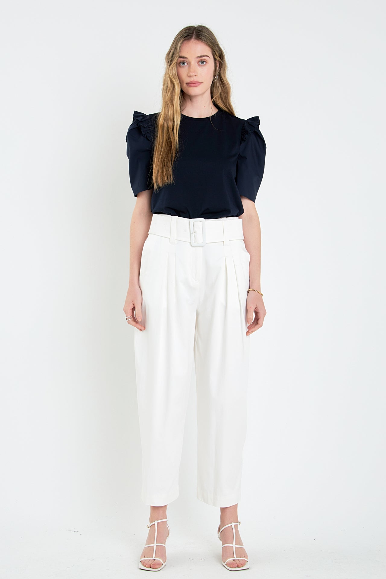 ENGLISH FACTORY - Mini Ruffle Puff Sleeve T-Shirt - T-SHIRTS available at Objectrare