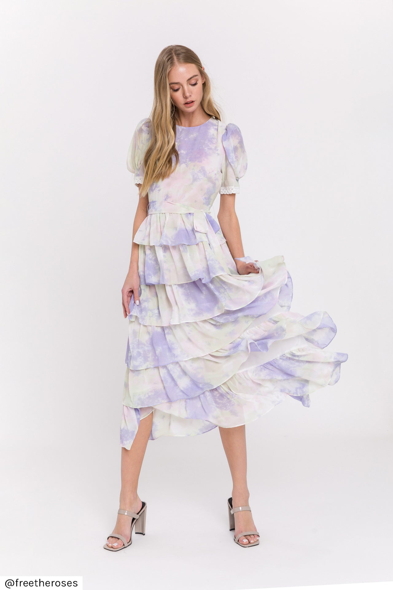 FREE THE ROSES - Tie Dye Tiered Midi Dress - DRESSES available at Objectrare