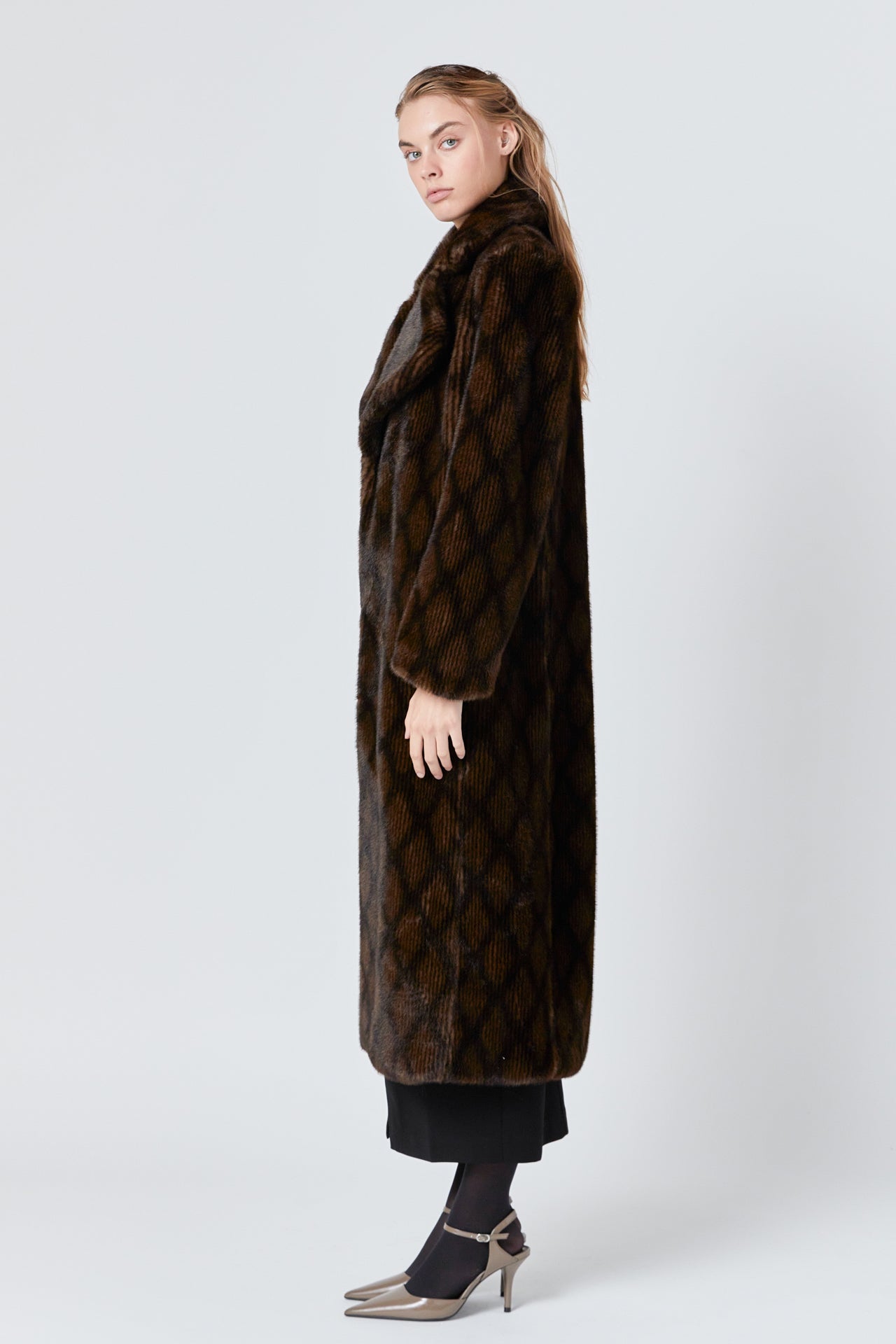 ENDLESS ROSE - Patterned Faux Fur Coat - COATS available at Objectrare