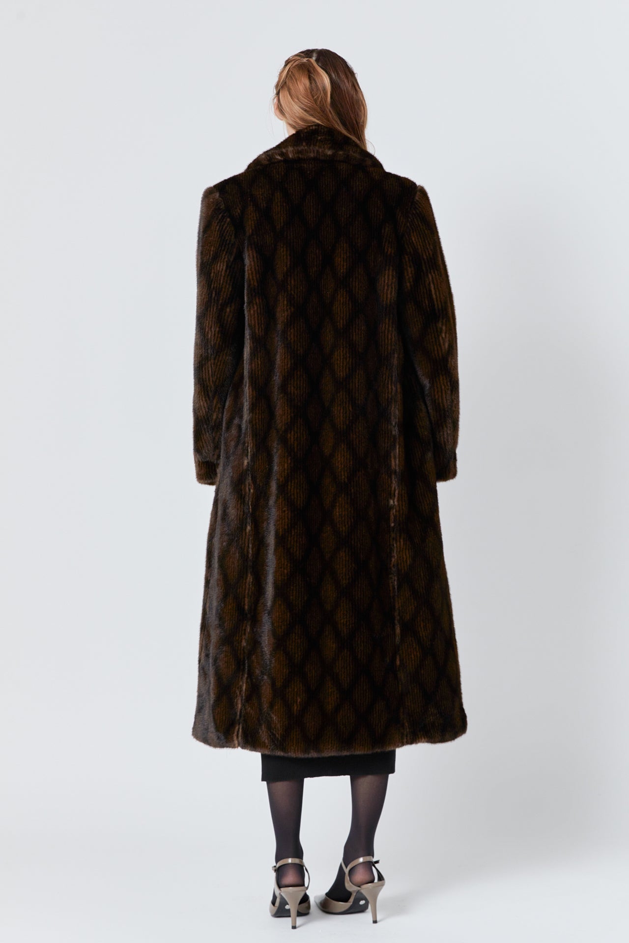 ENDLESS ROSE - Patterned Faux Fur Coat - COATS available at Objectrare