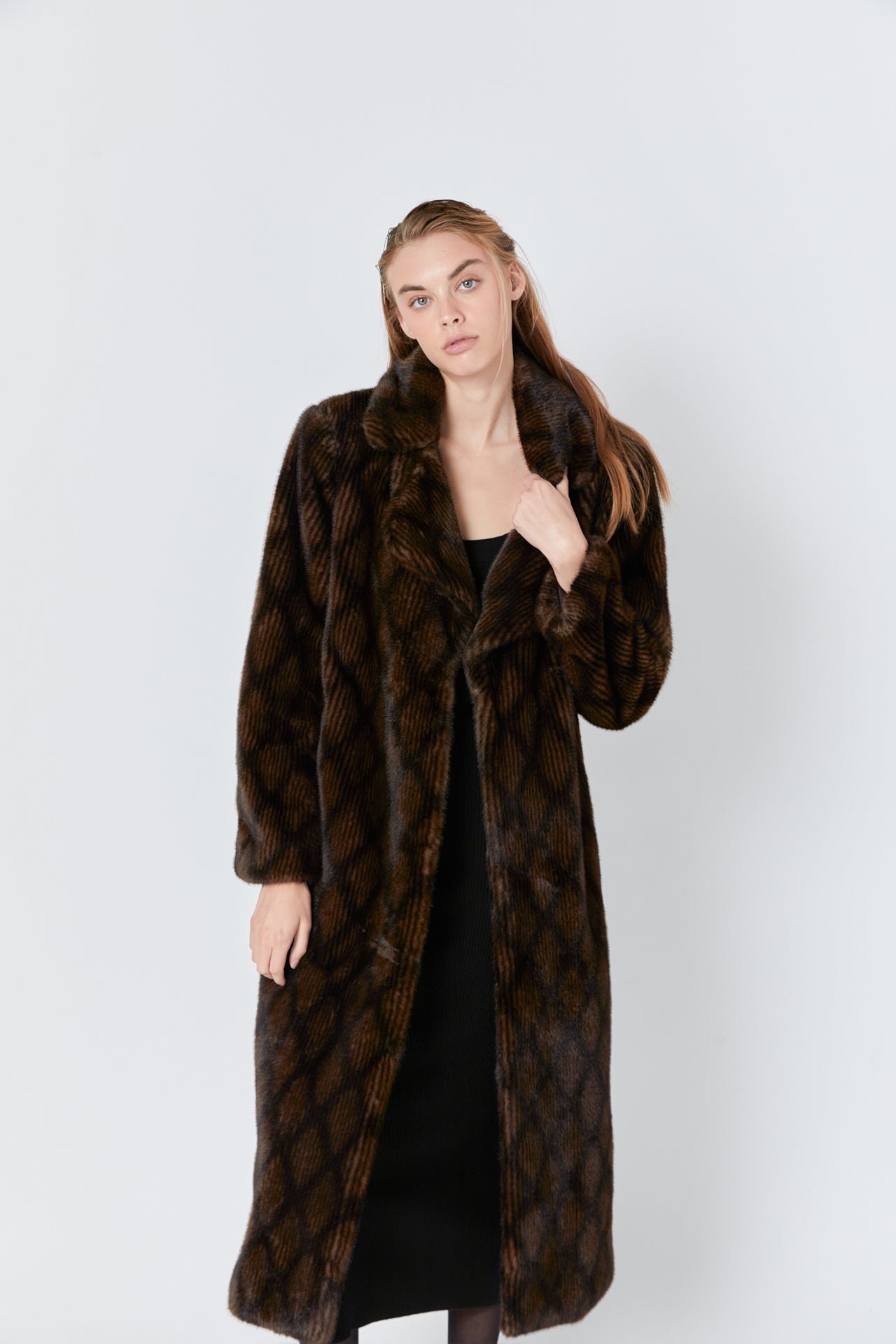 ENDLESS ROSE - Patterned Faux Fur Coat - COATS available at Objectrare