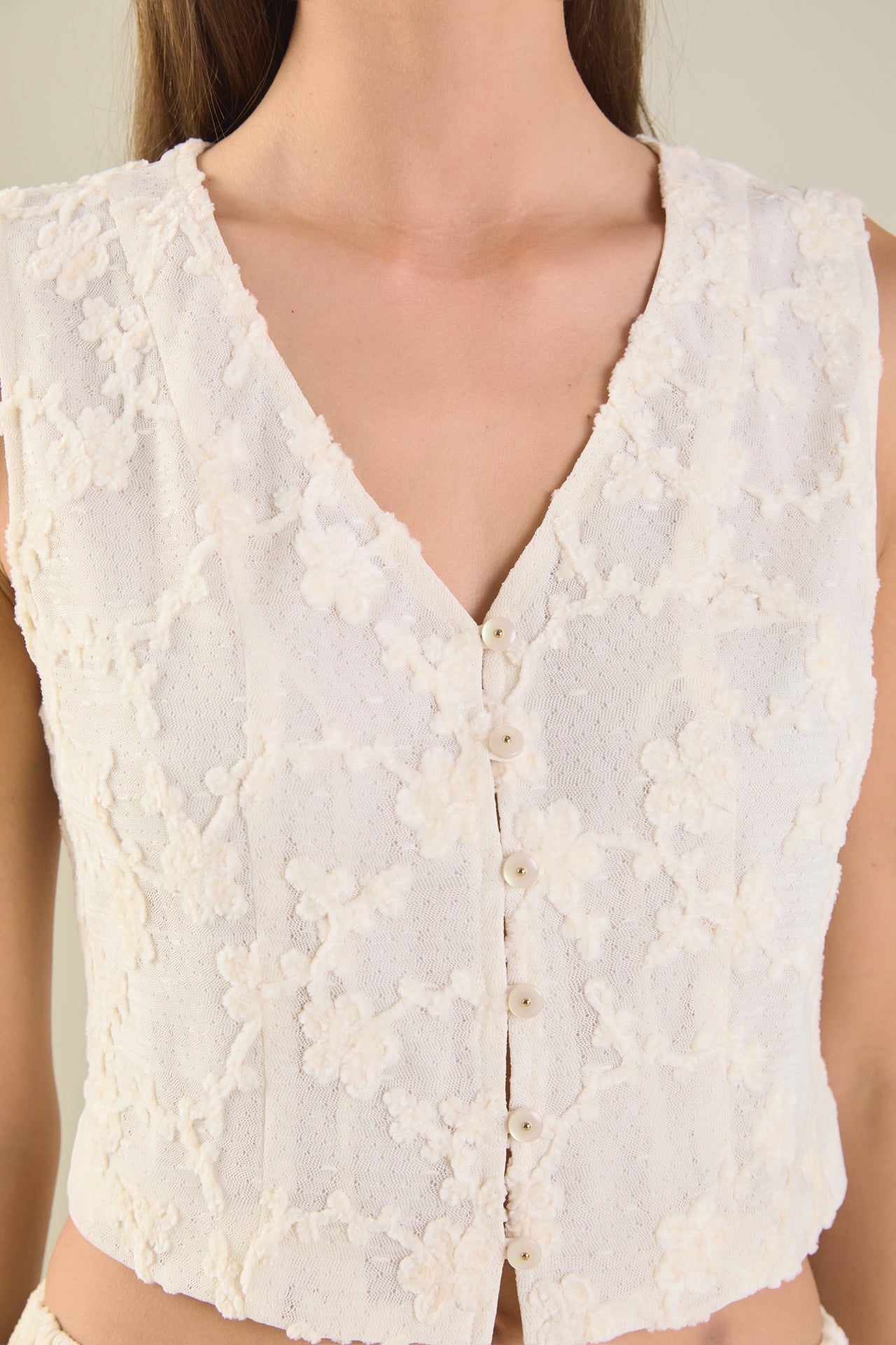 ENDLESS ROSE - Floral Embroidery Lace Vest - TOPS available at Objectrare