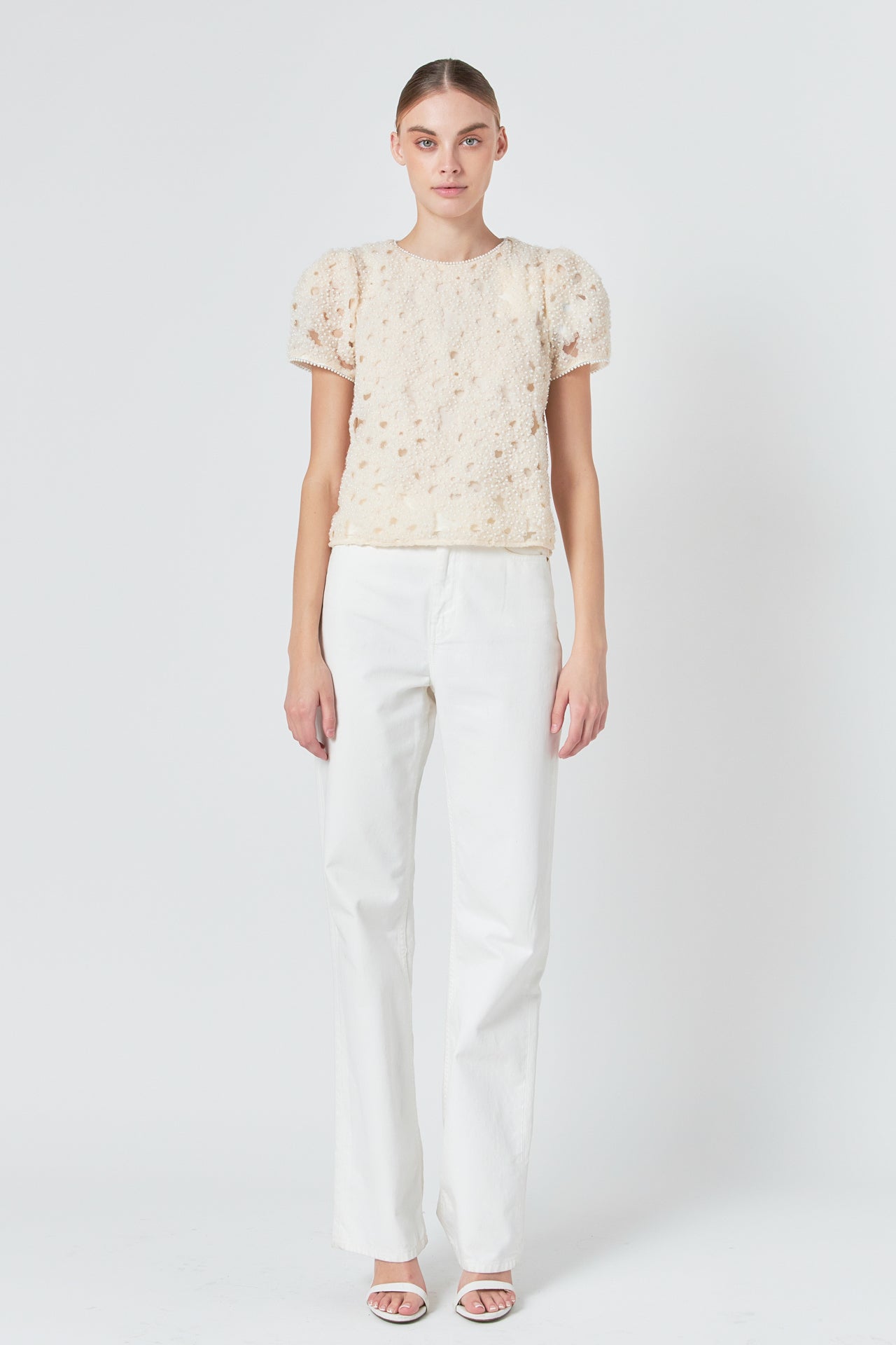 Pearl and Tulle Textured Top