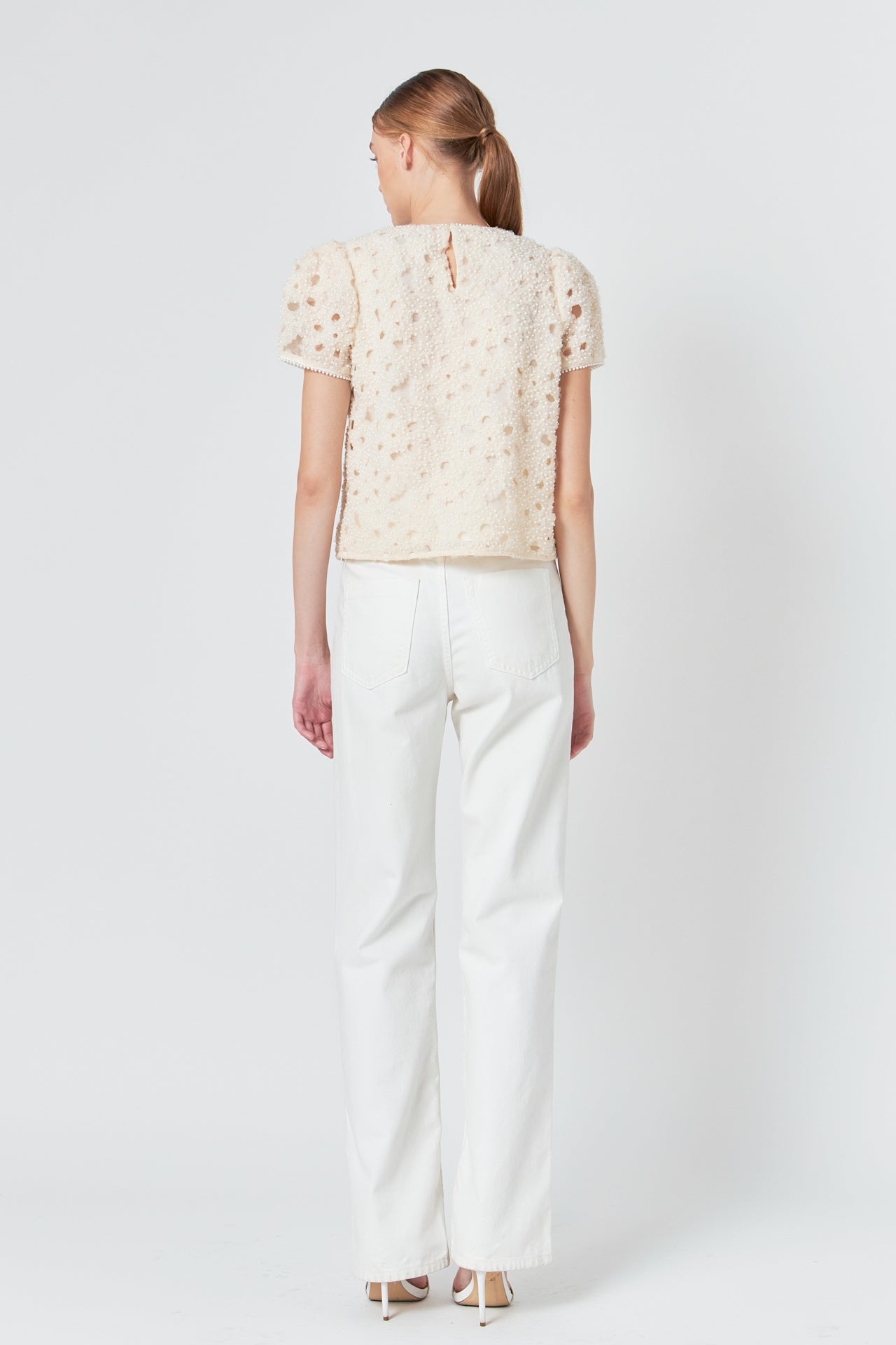 Pearl and Tulle Textured Top