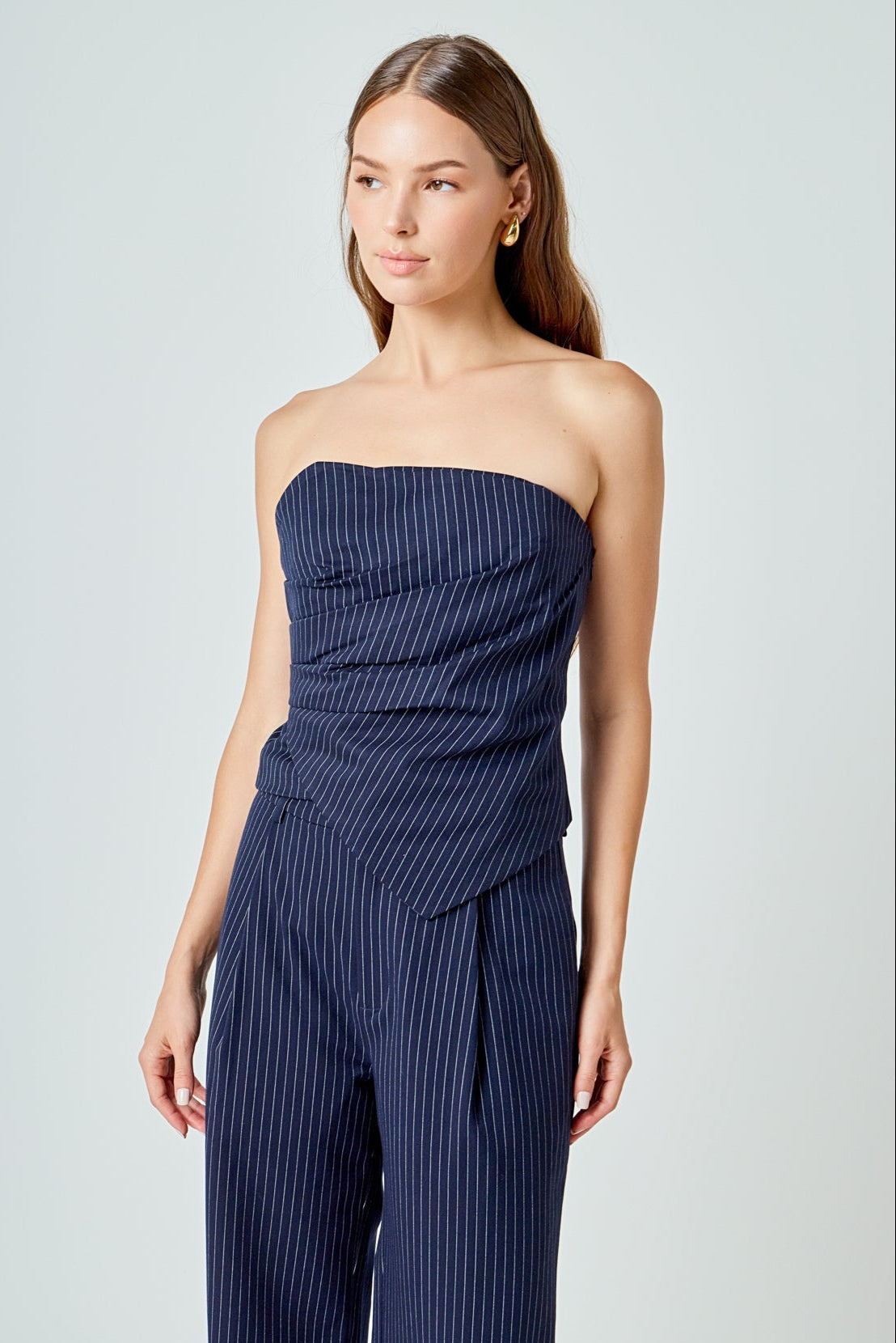 ENDLESS ROSE - Stripe Draped Corset Top - TOPS available at Objectrare