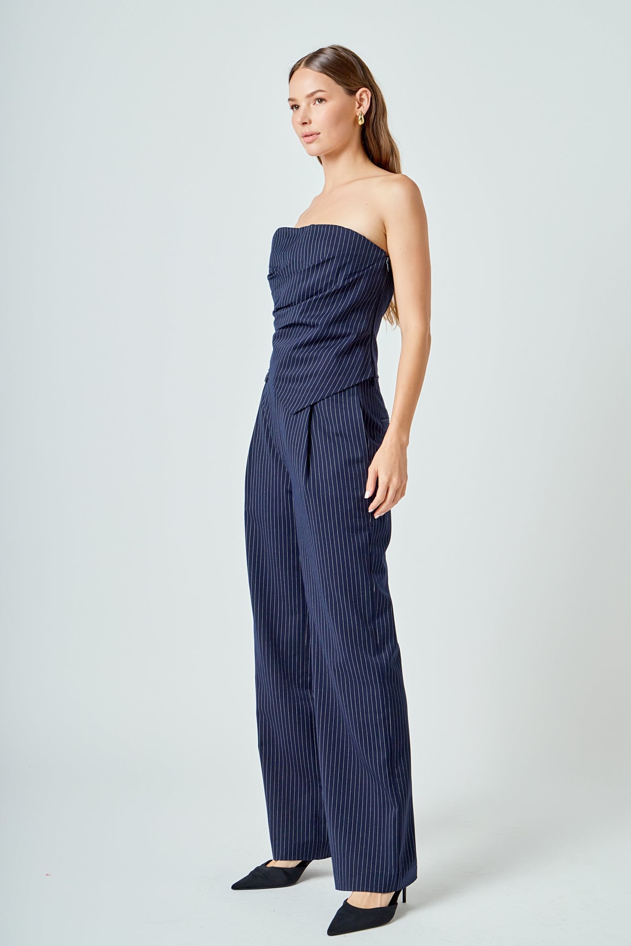 ENDLESS ROSE - Stripe Draped Corset Top - TOPS available at Objectrare