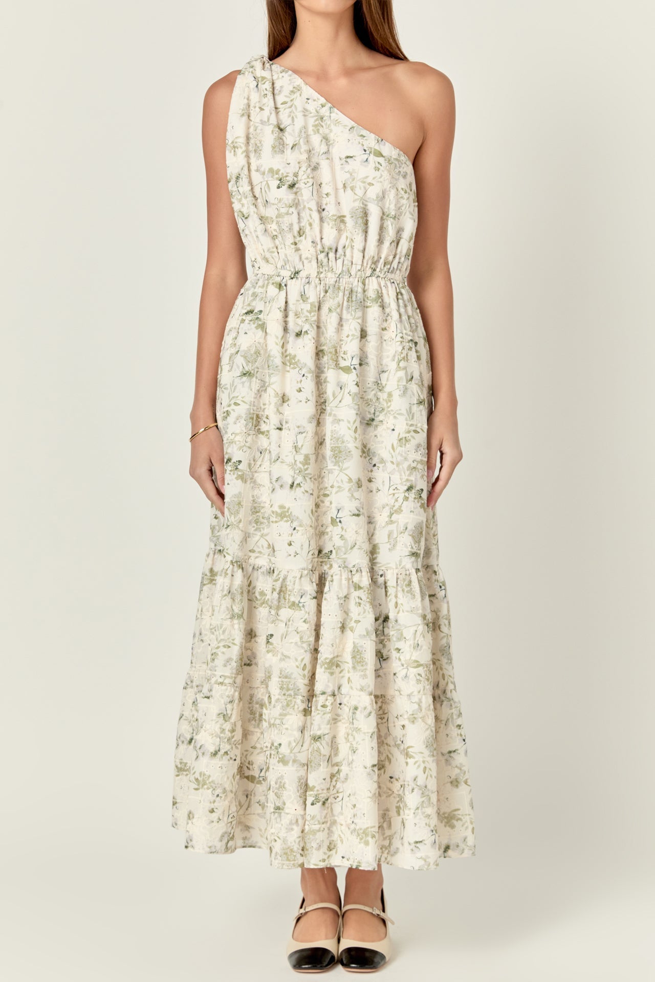 ENGLISH FACTORY - Floral Embroidery One Shoulder Maxi Dress - DRESSES available at Objectrare