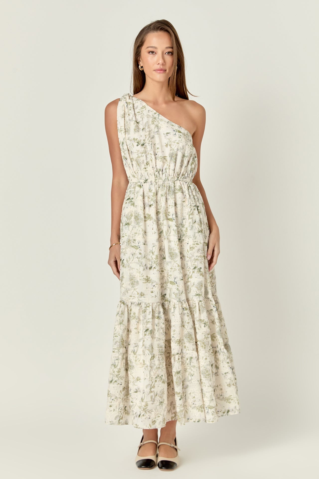 ENGLISH FACTORY - Floral Embroidery One Shoulder Maxi Dress - DRESSES available at Objectrare