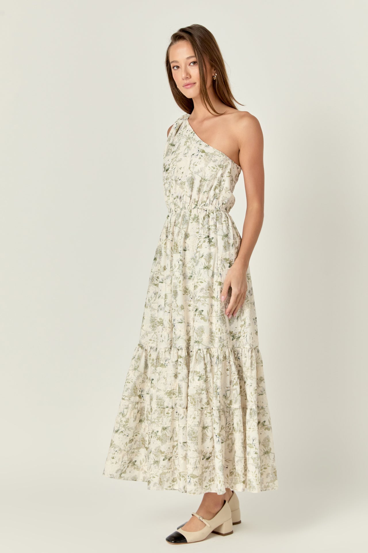 ENGLISH FACTORY - Floral Embroidery One Shoulder Maxi Dress - DRESSES available at Objectrare
