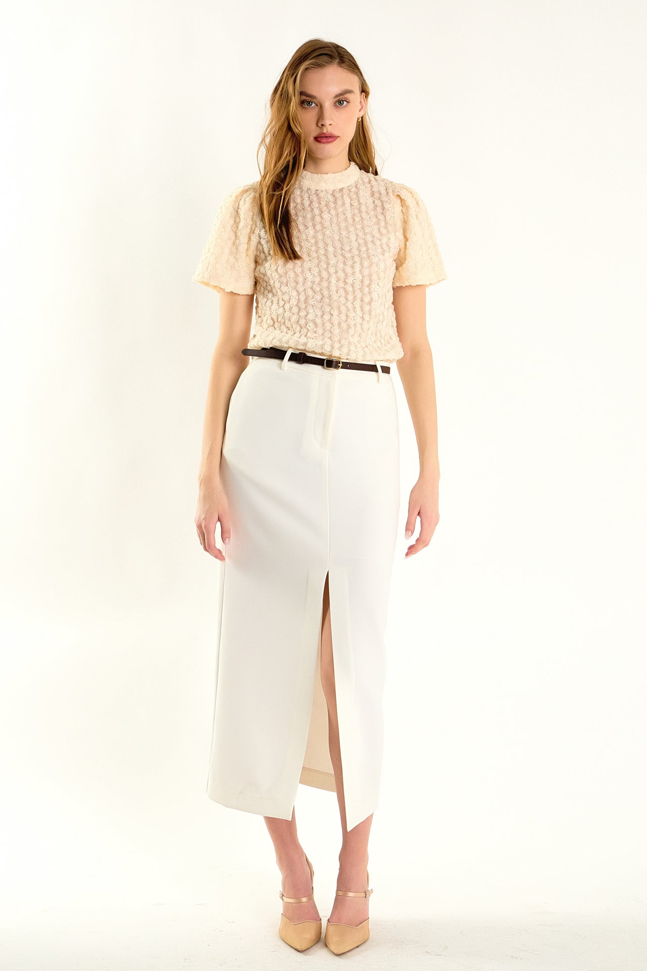 ENDLESS ROSE - Textured Mock Neck Top - TOPS available at Objectrare