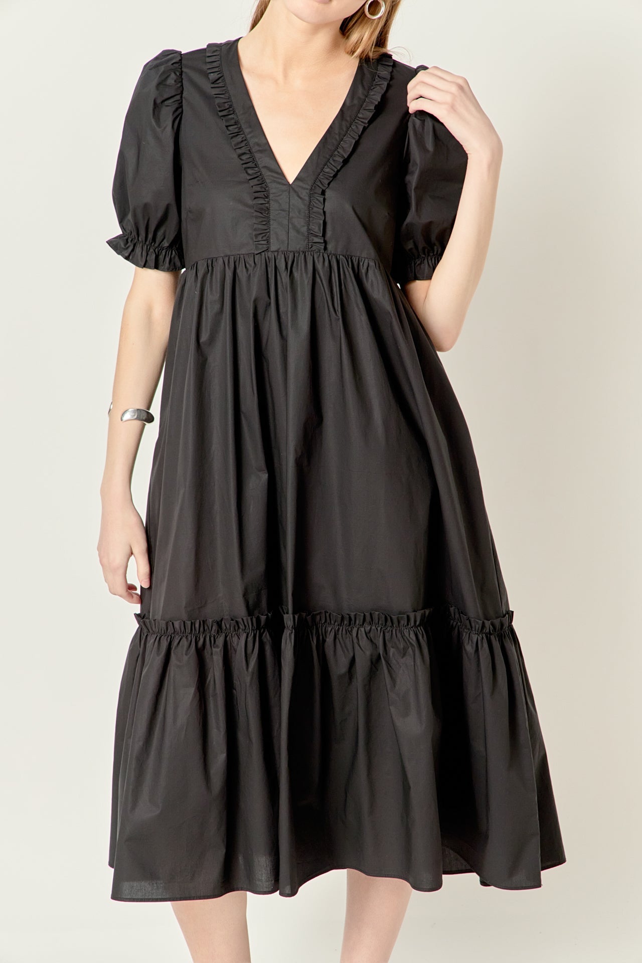 ENGLISH FACTORY - Solid Tiered Midi Dress - DRESSES available at Objectrare