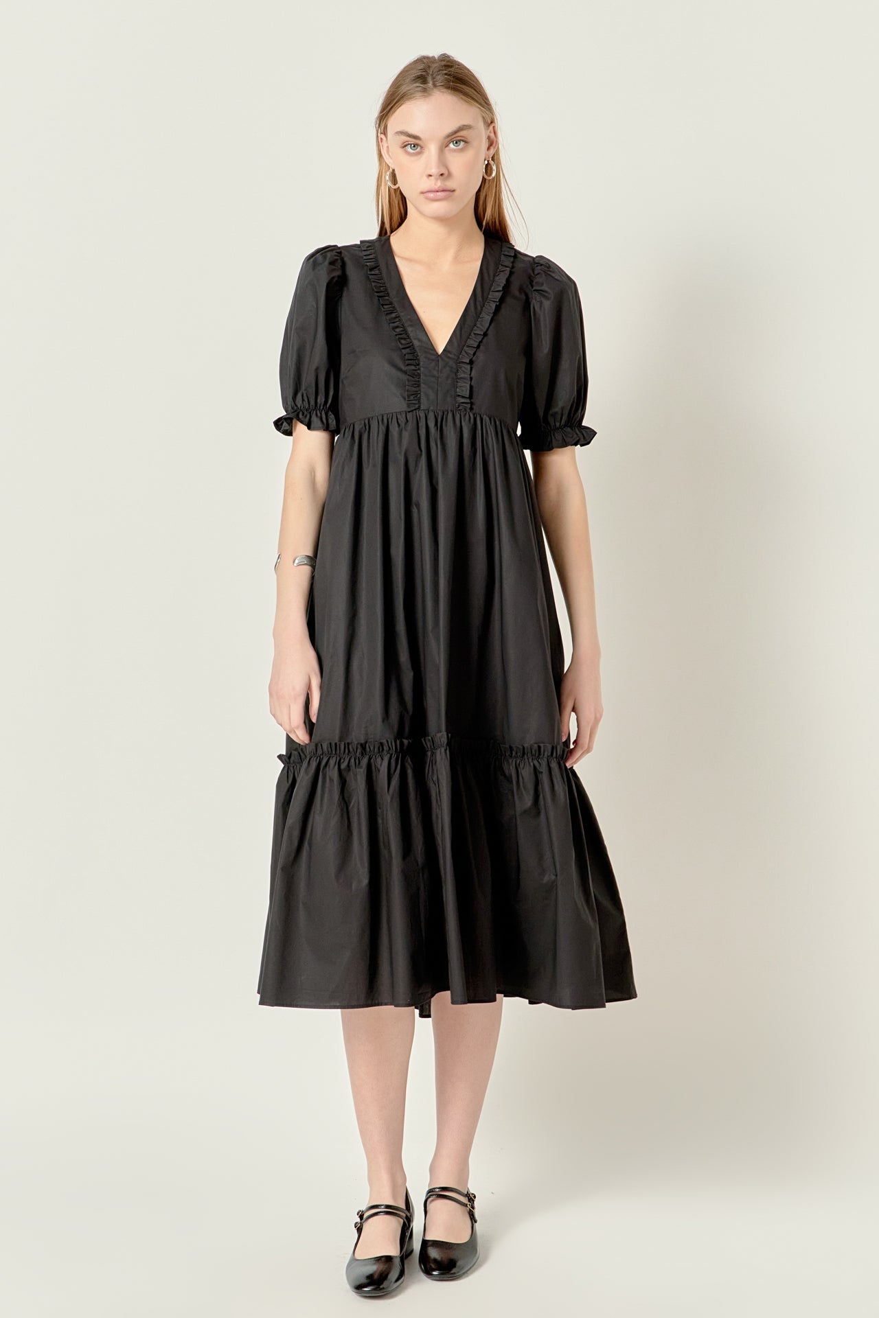 ENGLISH FACTORY - Solid Tiered Midi Dress - DRESSES available at Objectrare
