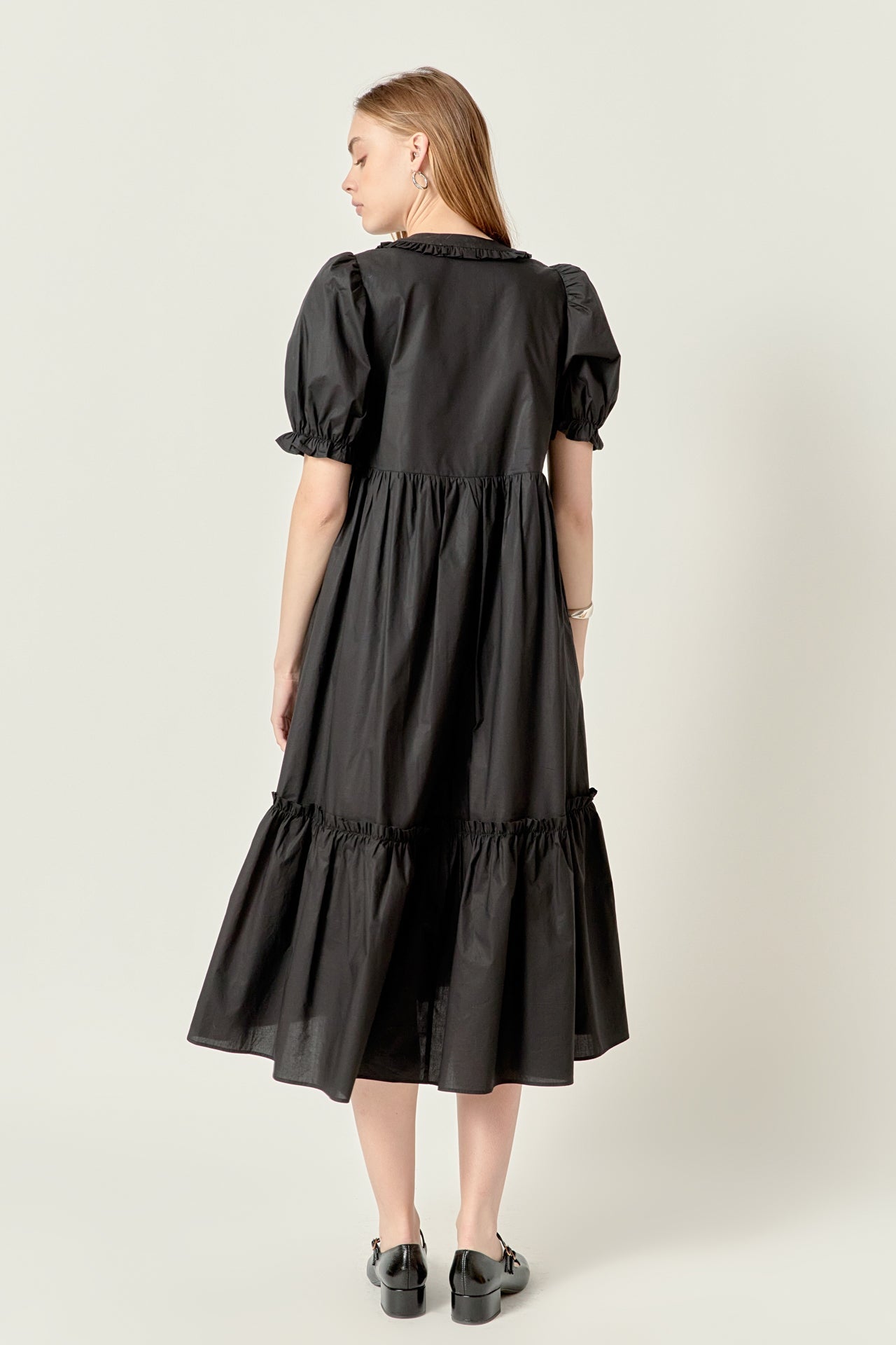 ENGLISH FACTORY - Solid Tiered Midi Dress - DRESSES available at Objectrare