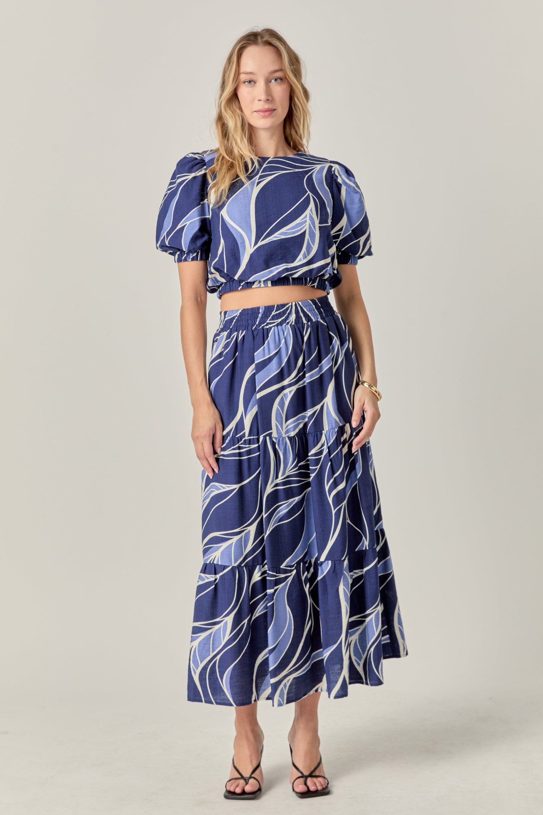 ENGLISH FACTORY - Printed Puff Sleeve Crop Top - TOPS available at Objectrare
