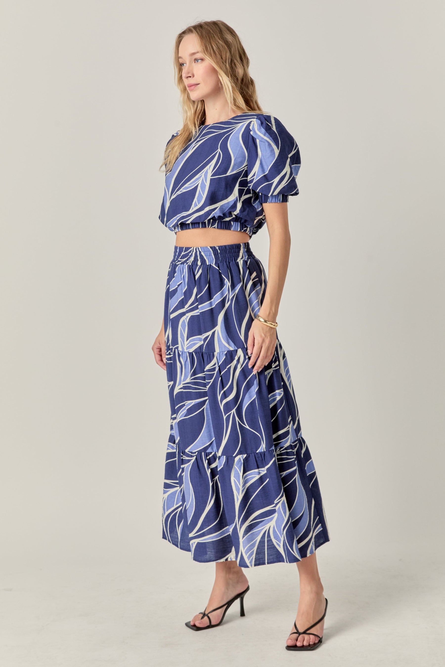 ENGLISH FACTORY - Printed Puff Sleeve Crop Top - TOPS available at Objectrare