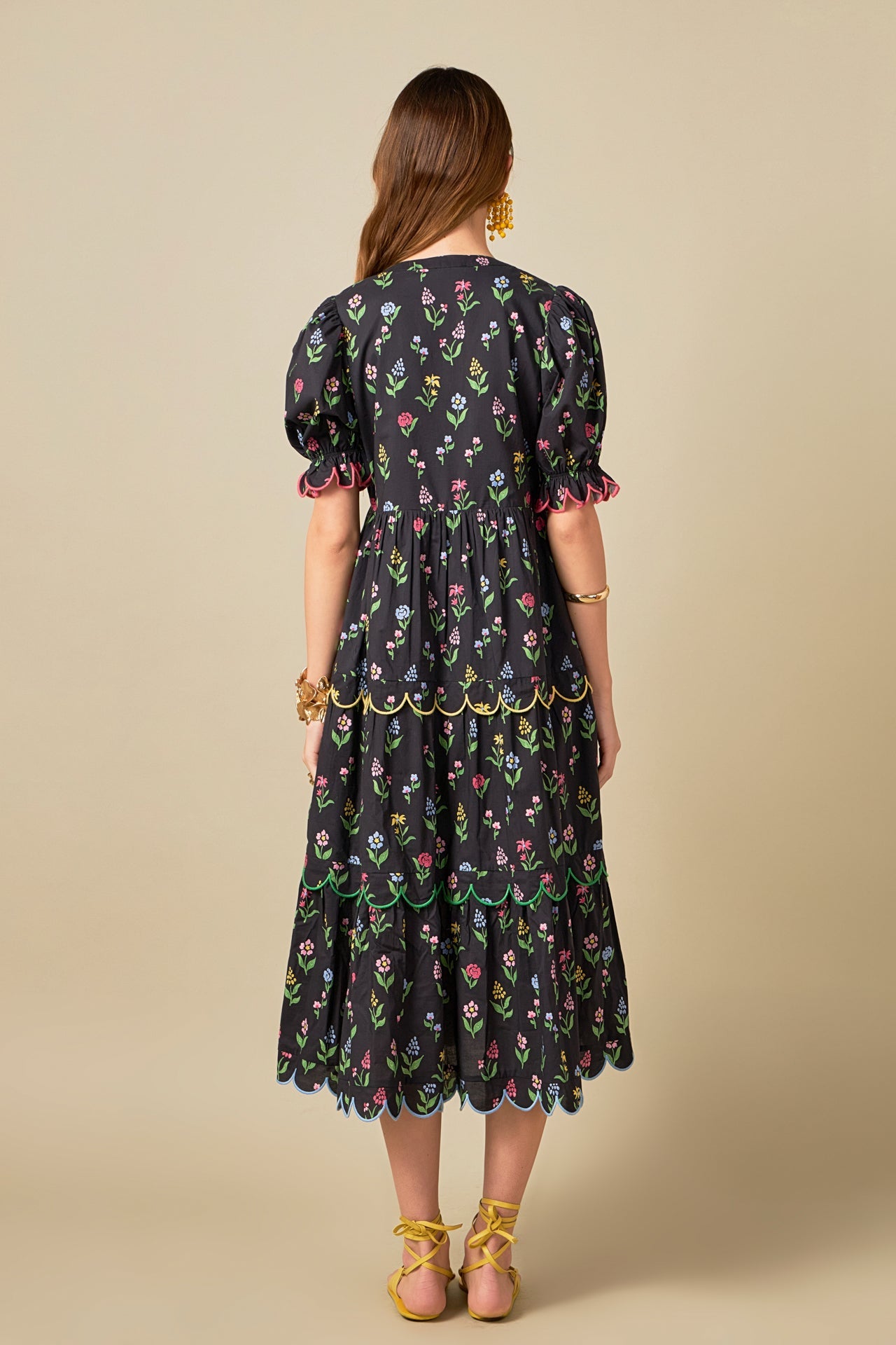 ENGLISH FACTORY - Wisteria Scalloped Midi Dress - DRESSES available at Objectrare
