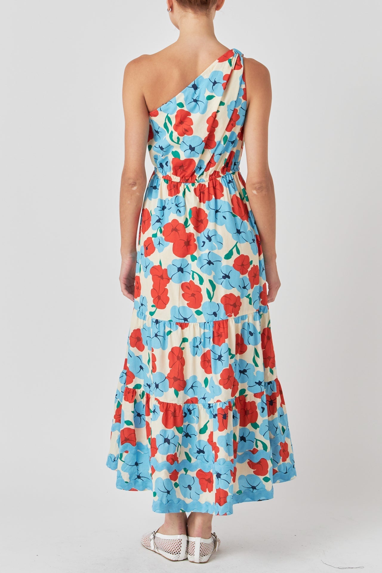 Floral One Shoulder Ric Rac Long Dress