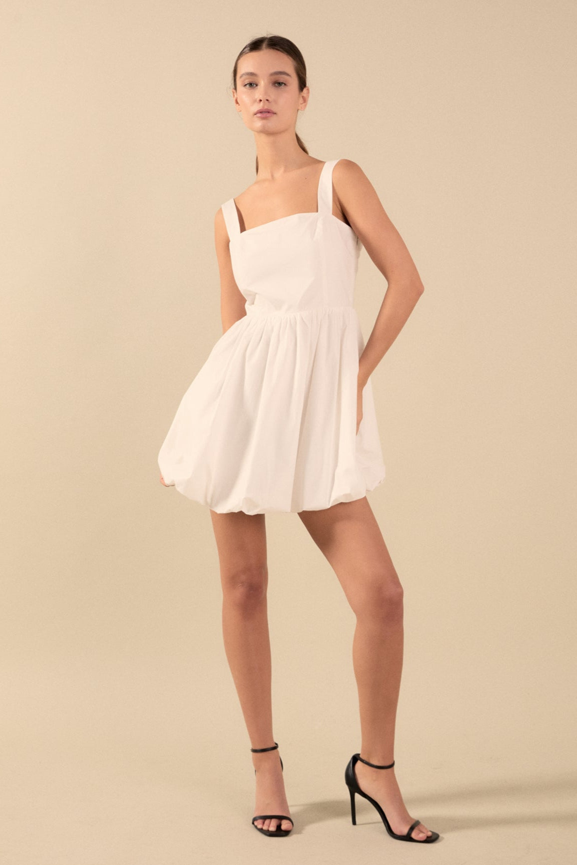 ENDLESS ROSE - Square neckline shoulder straps mini Dress - DRESSES available at Objectrare
