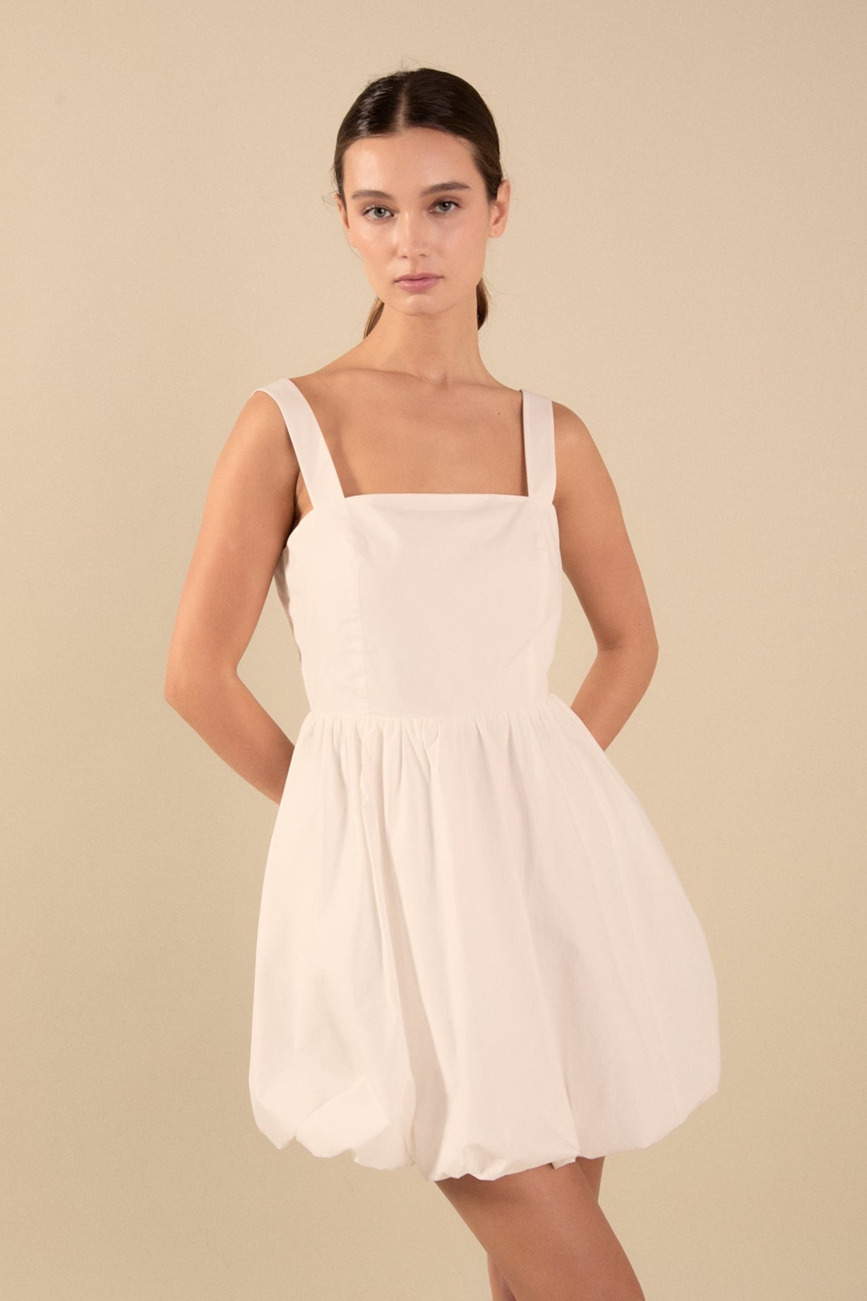 ENDLESS ROSE - Square neckline shoulder straps mini Dress - DRESSES available at Objectrare