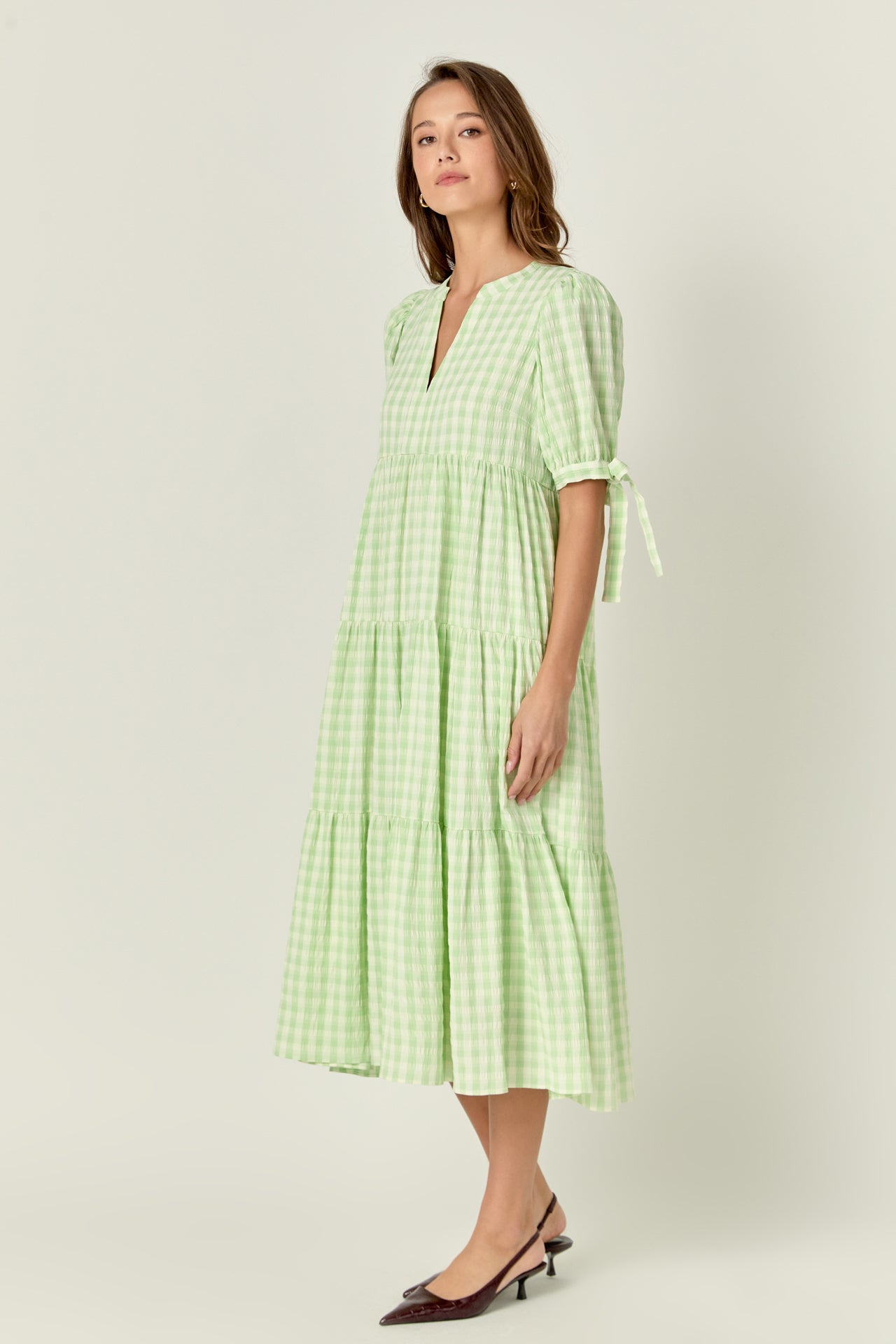 ENGLISH FACTORY - Arden Checked Tiered Midi Dress - DRESSES available at Objectrare