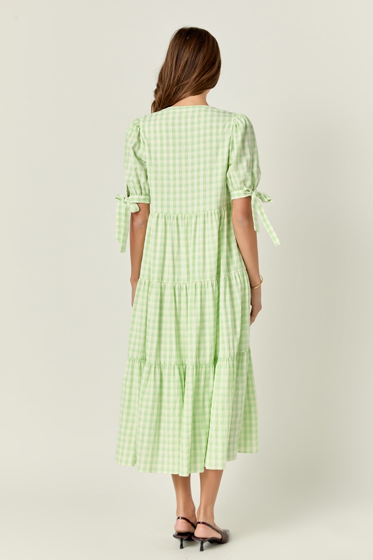 ENGLISH FACTORY - Arden Checked Tiered Midi Dress - DRESSES available at Objectrare