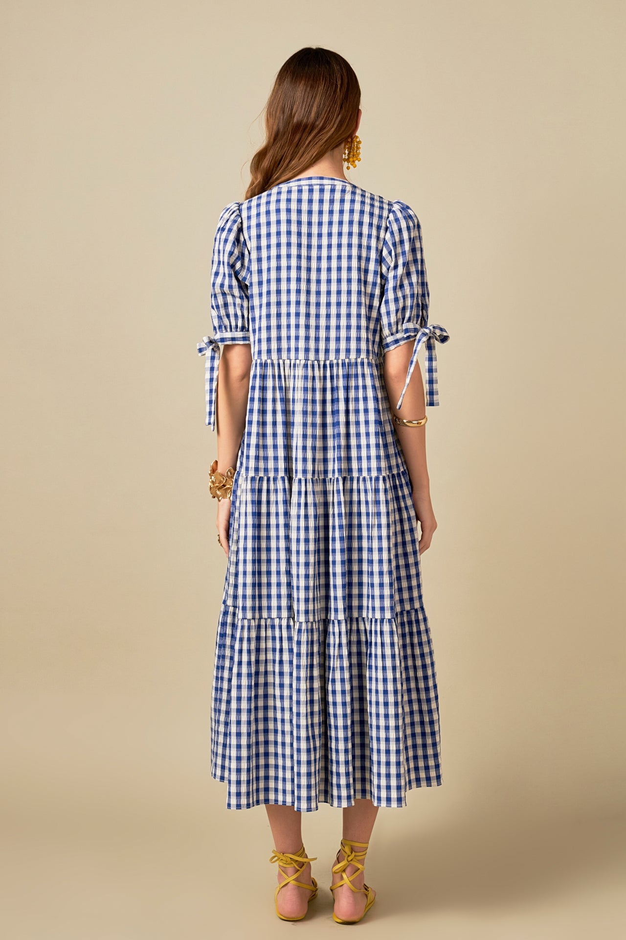ENGLISH FACTORY - Arden Checked Tiered Midi Dress - DRESSES available at Objectrare
