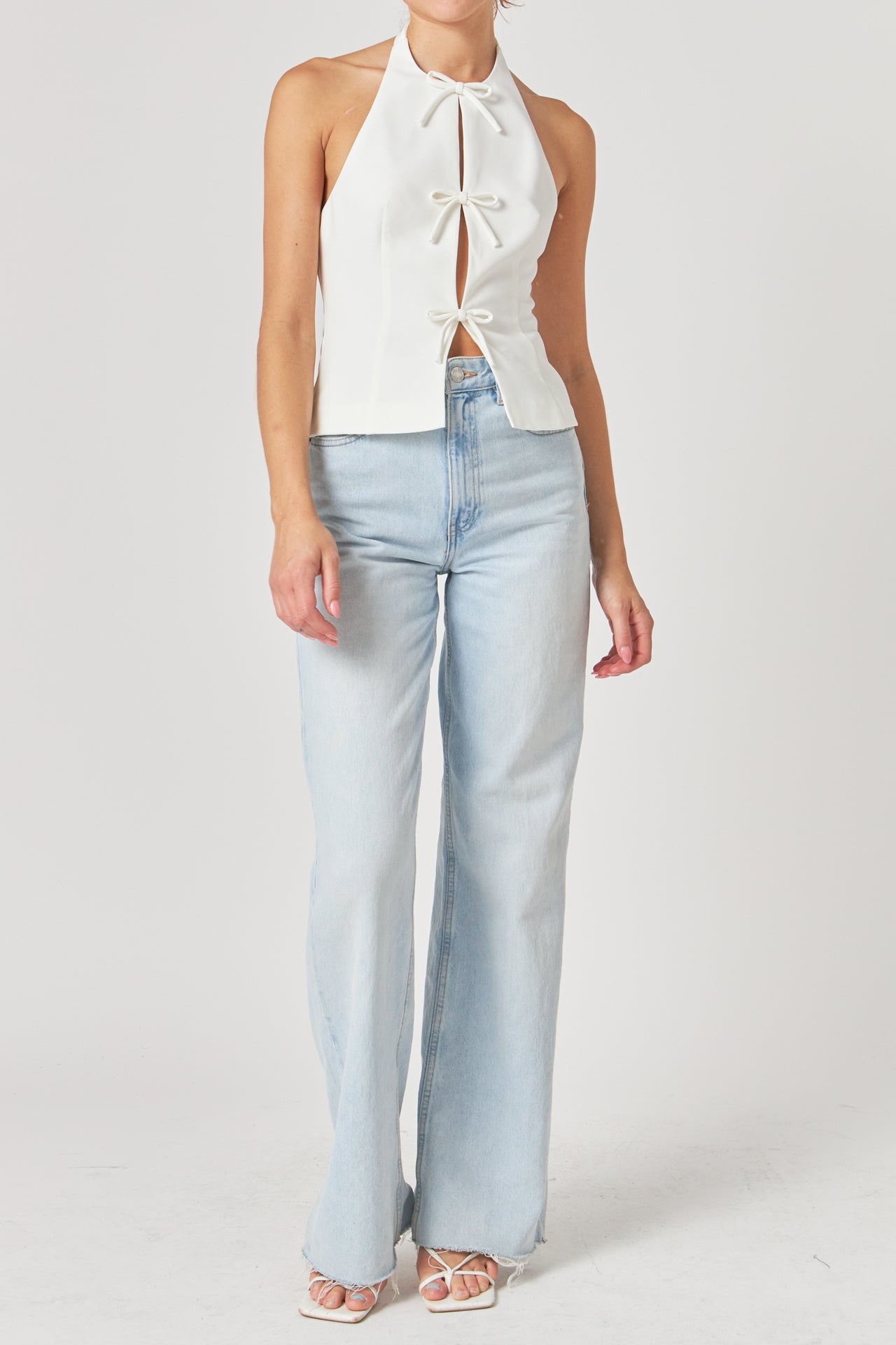Harper Bow Tie Up Detail Halter Top