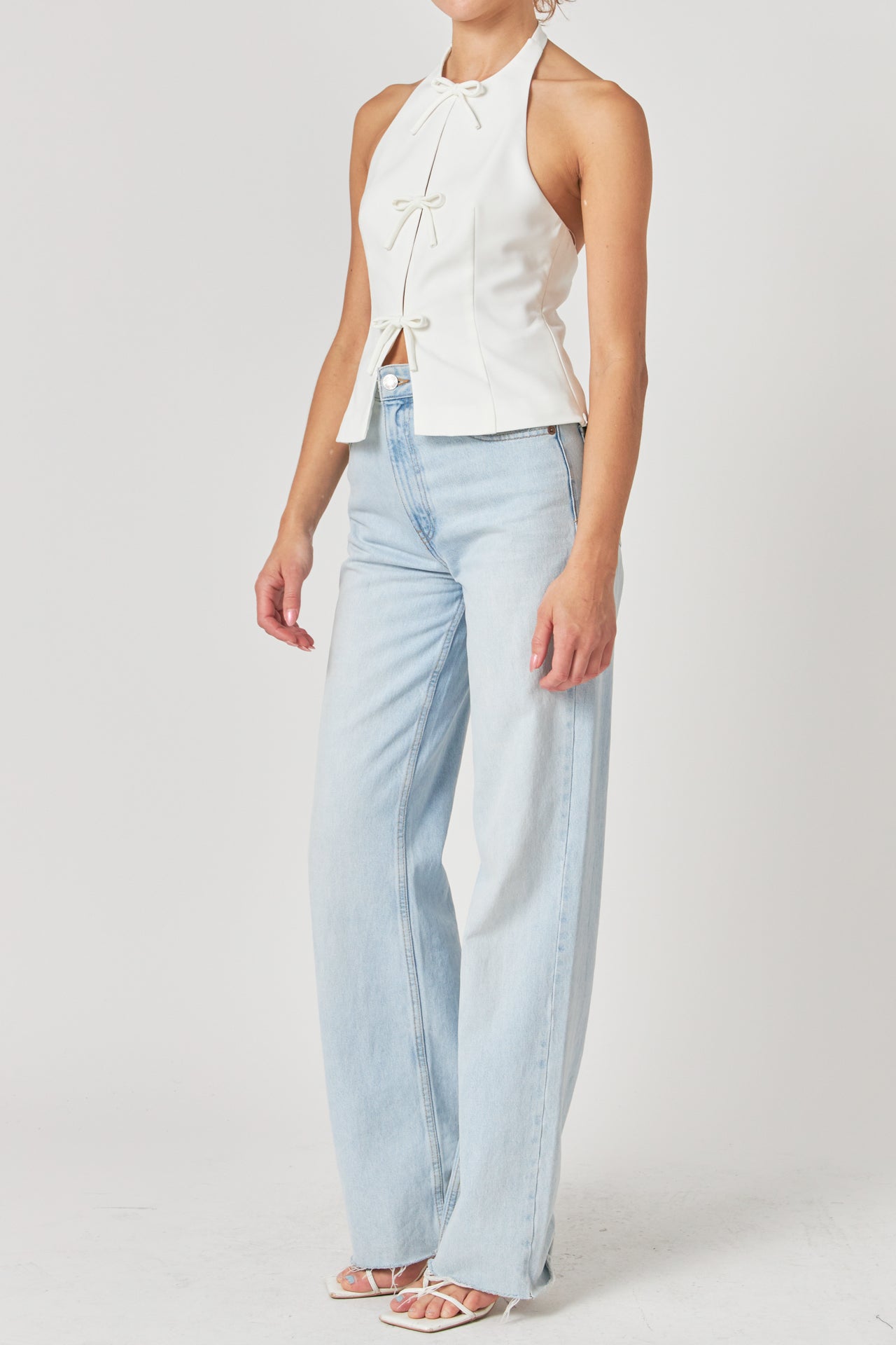 Harper Bow Tie Up Detail Halter Top
