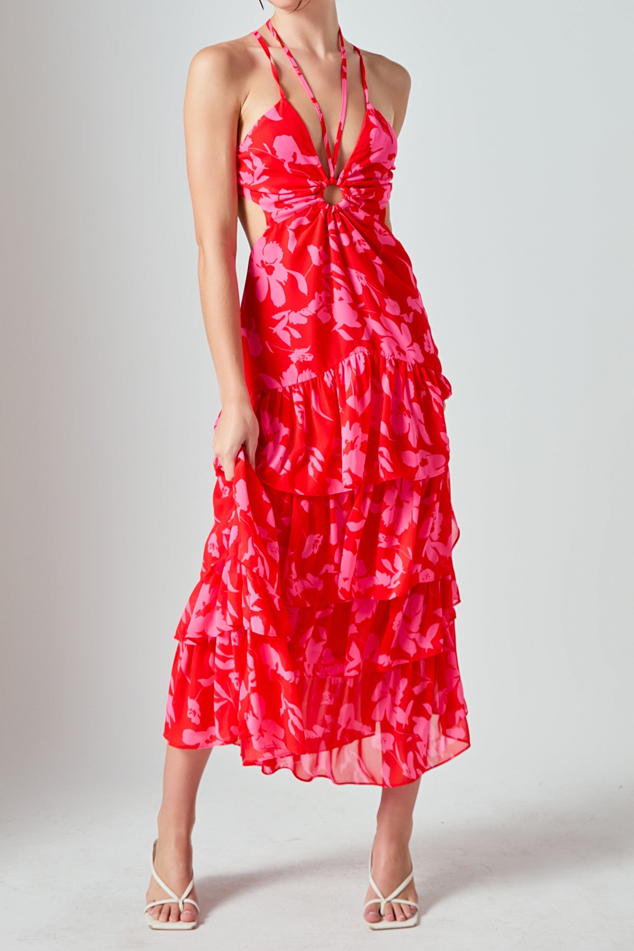 MARSY - Floral Print Tiered Maxi Dress - DRESSES available at Objectrare
