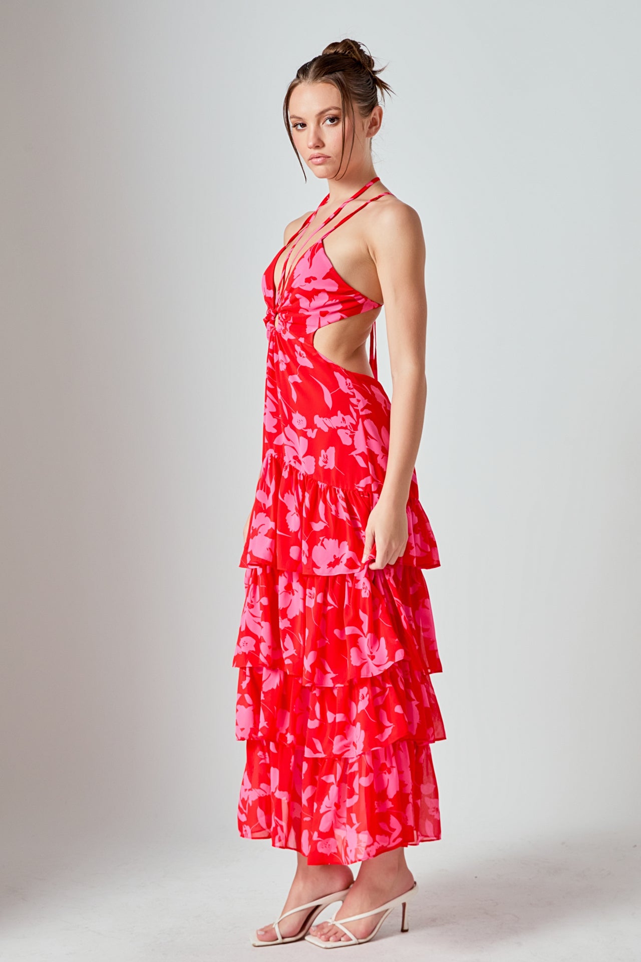 MARSY - Floral Print Tiered Maxi Dress - DRESSES available at Objectrare