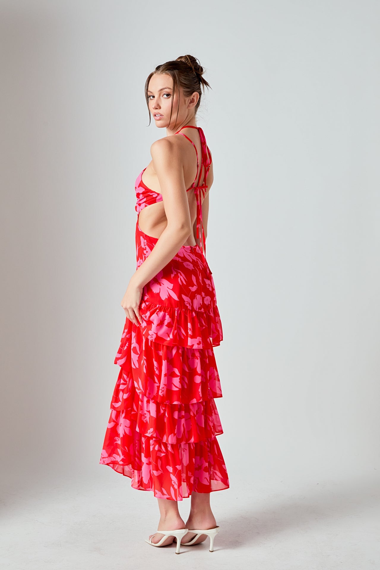 MARSY - Floral Print Tiered Maxi Dress - DRESSES available at Objectrare