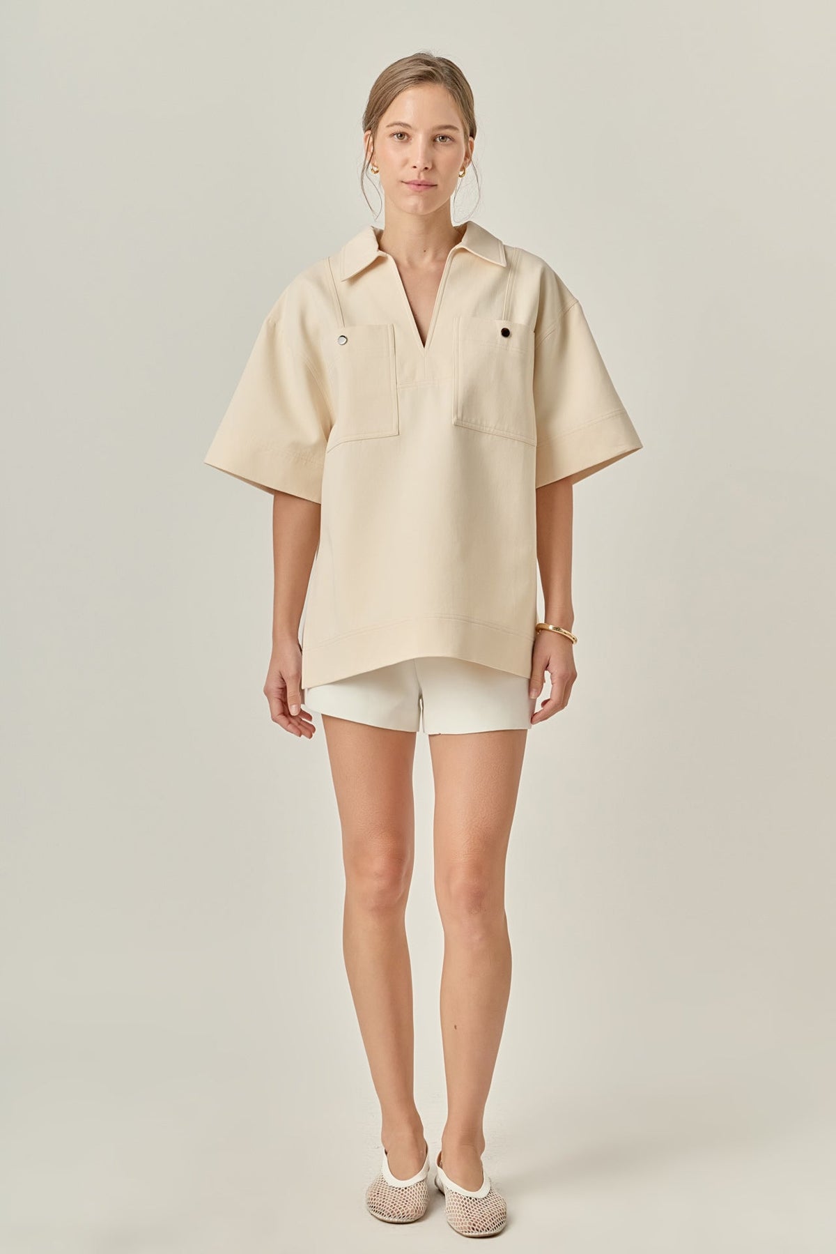 ENGLISH FACTORY - Oversized Collar Top - TOPS available at Objectrare