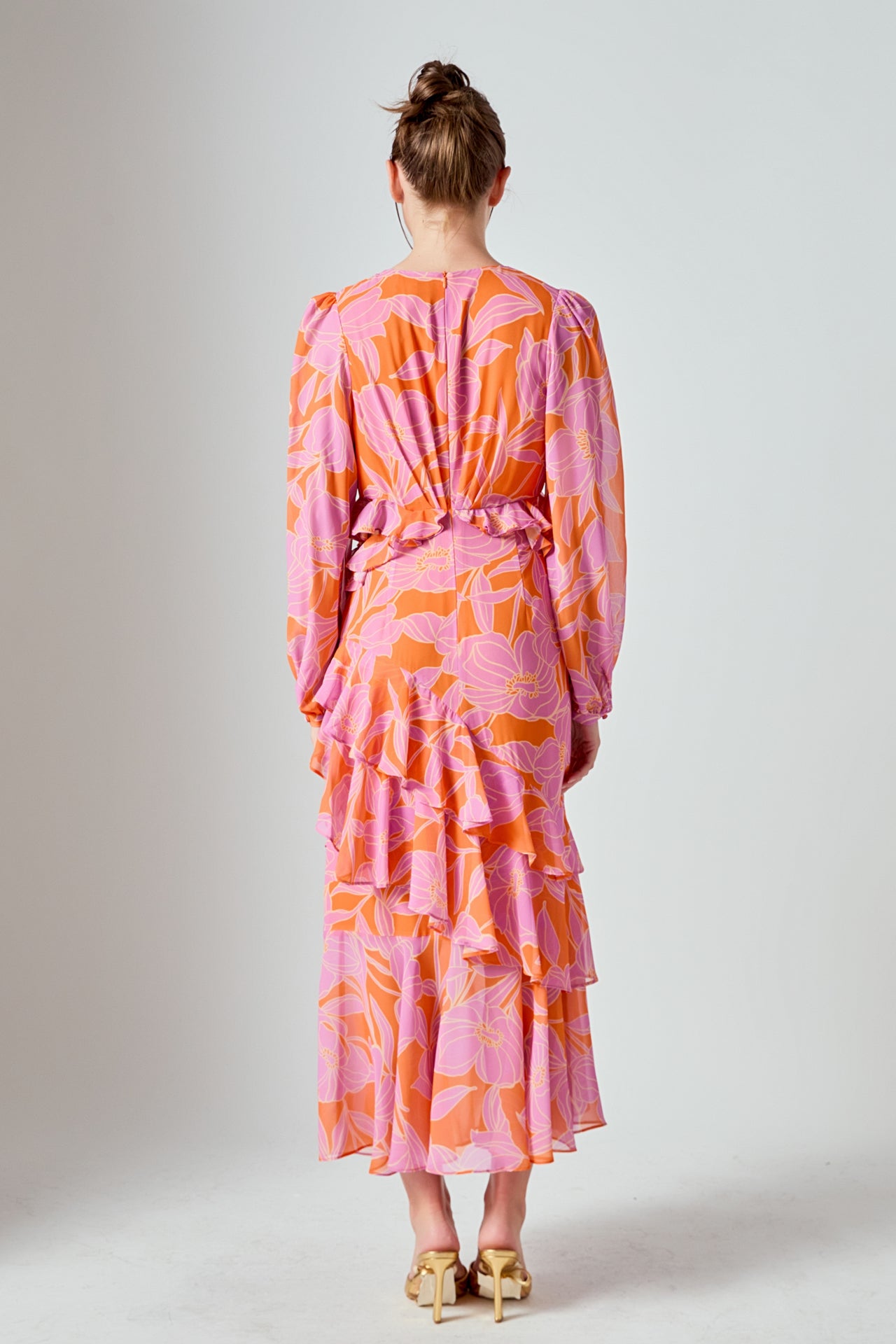 MARSY - Floral Print Waist Cut Out Maxi Dress - DRESSES available at Objectrare