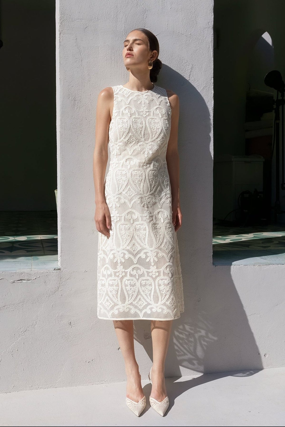 Textured Sleeveless Maxi Dress