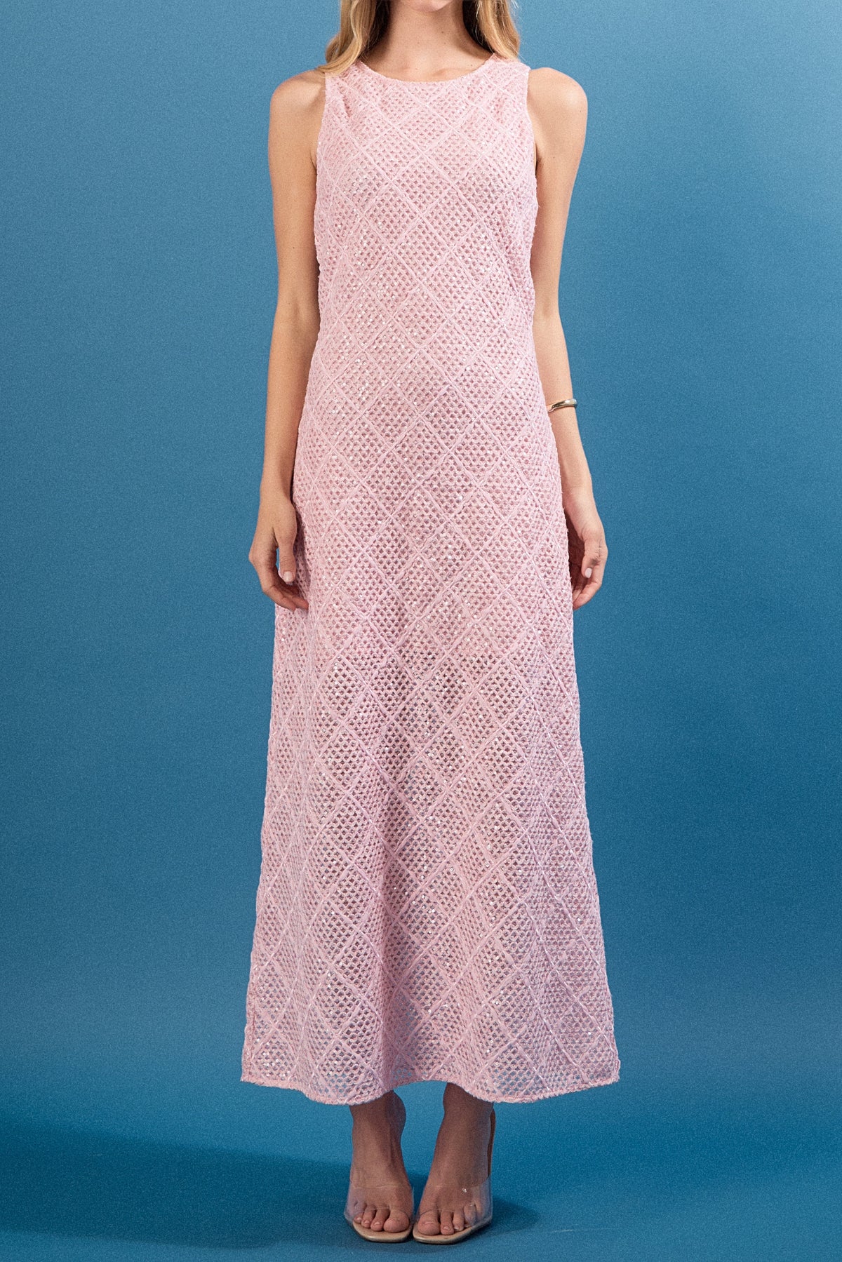 Textured Sleeveless Midi Dress