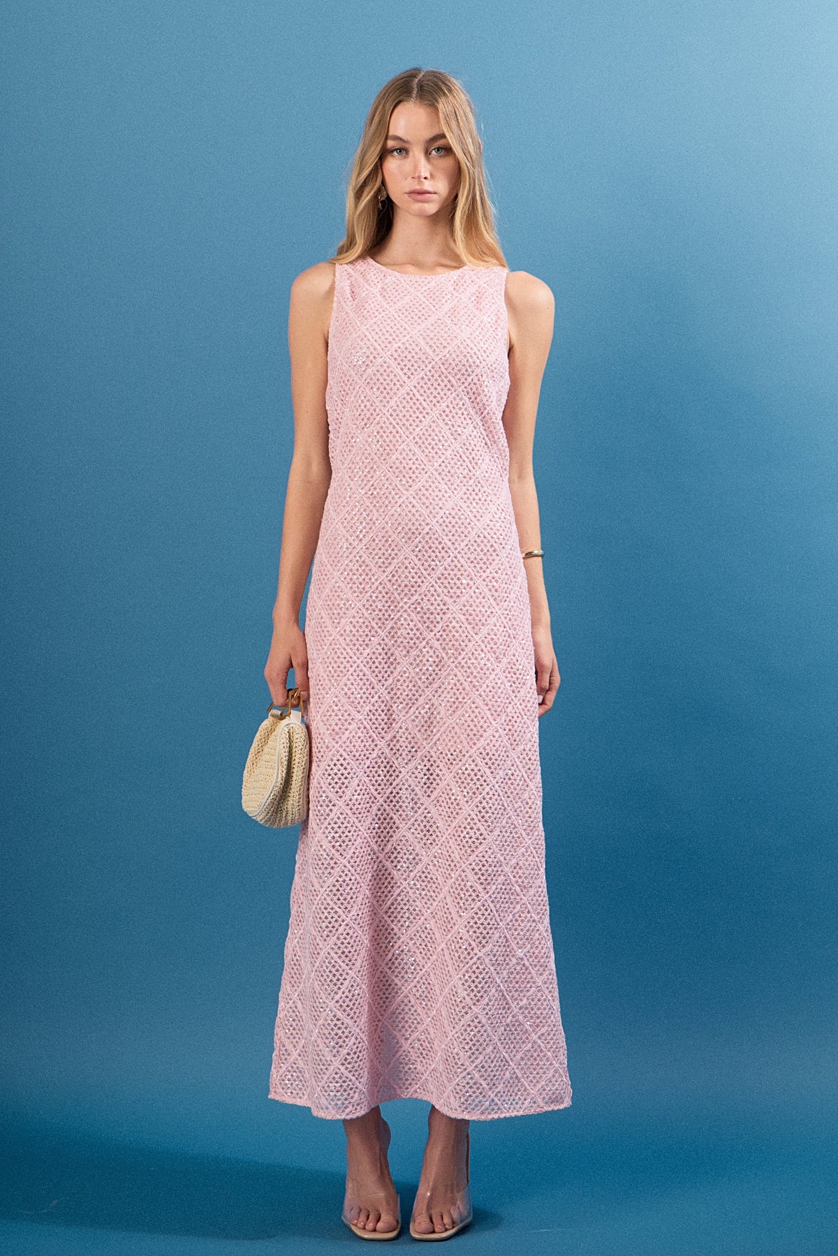 ENDLESS ROSE - Textured Sleeveless Midi Dress - DRESSES available at Objectrare