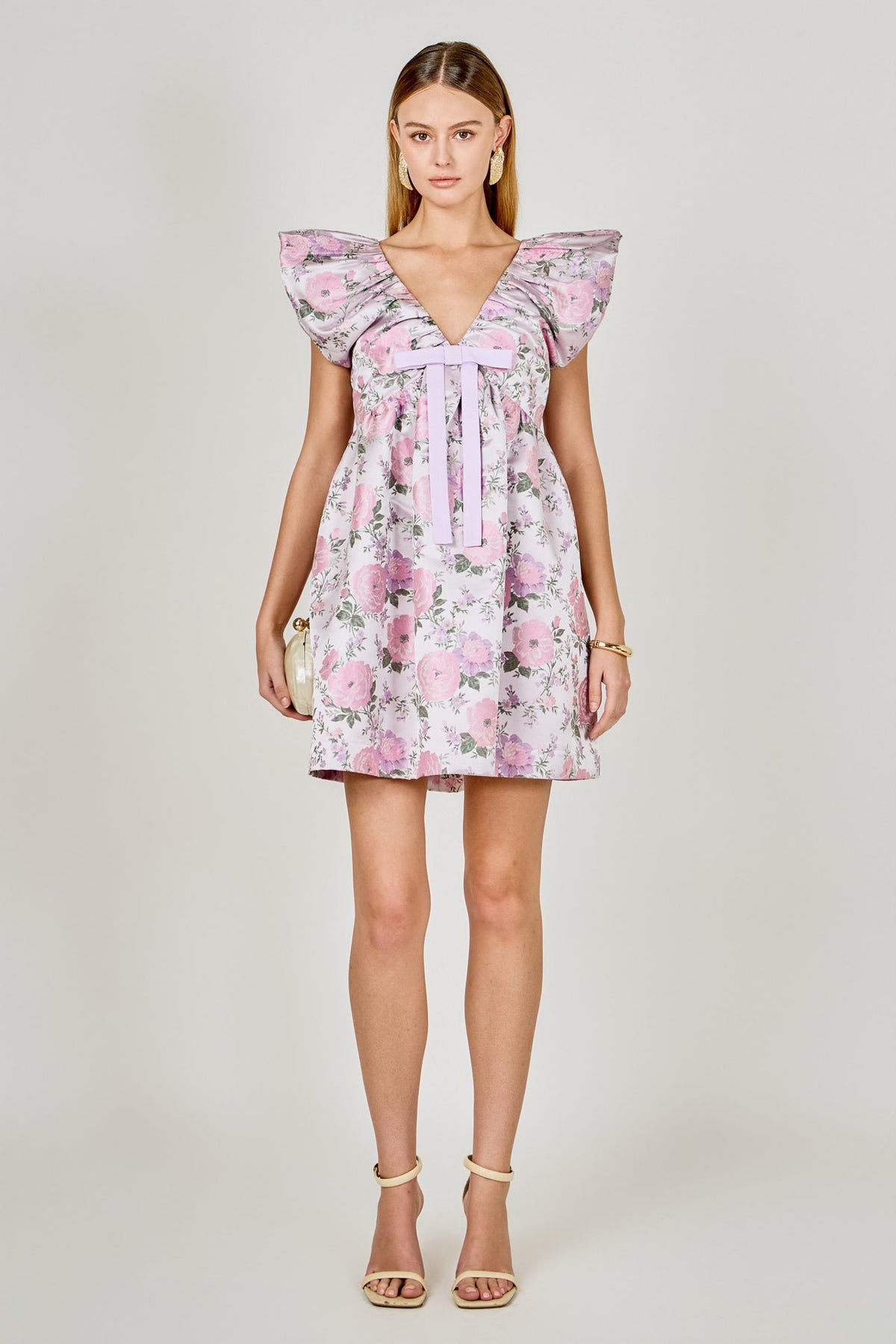 Jacquard with bow Mini Dress
