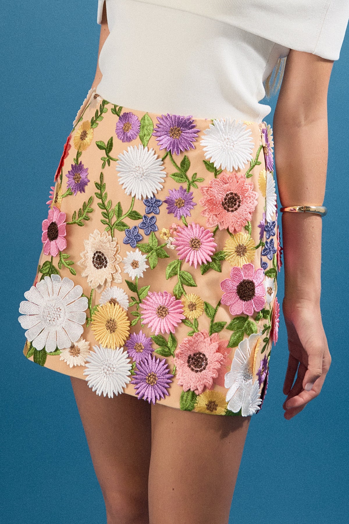 ENDLESS ROSE - Floral Embroidered Mini Skirt - SKIRTS available at Objectrare