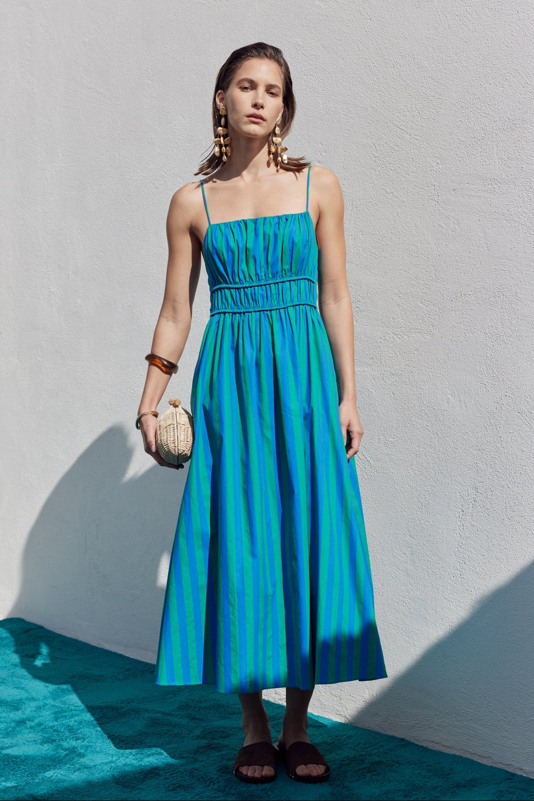 ENGLISH FACTORY - Striped Smocked Waist Maxi Dress - DRESSES available at Objectrare